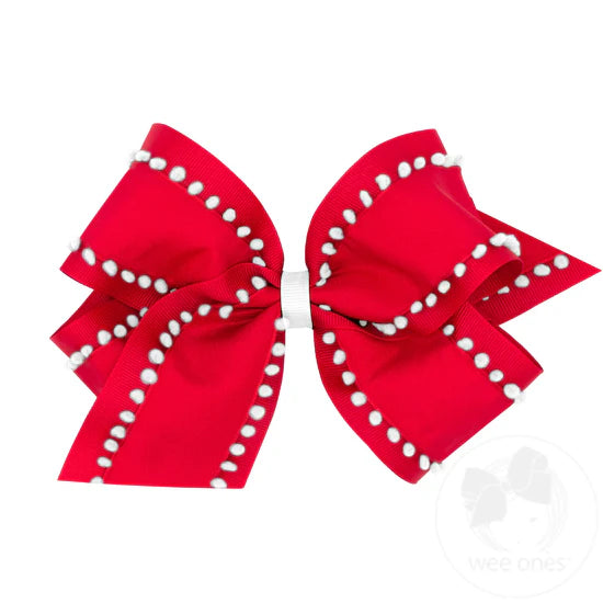 King Plaid & Pom Overlay Bow