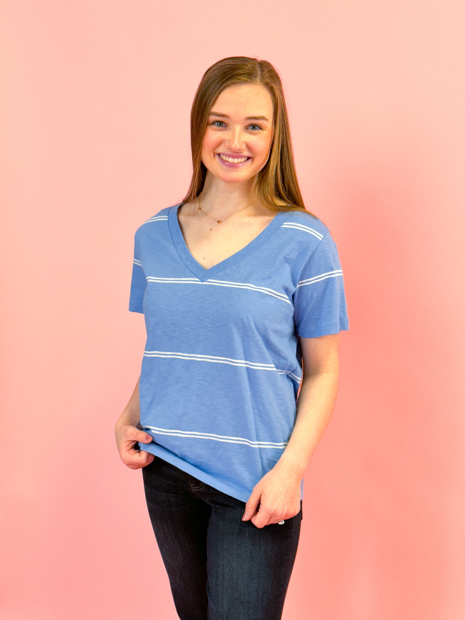 Z Supply Girlfriend Twin Stripe V-Neck