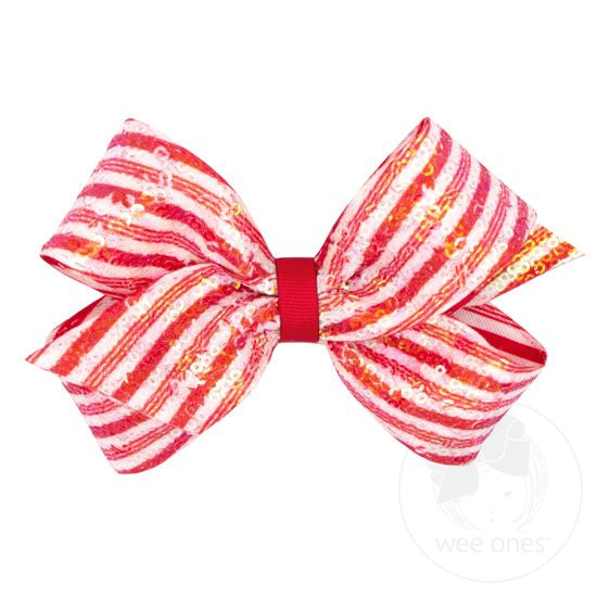 Med. Sequins Stripe Print Bow