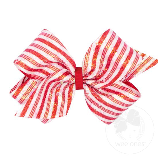 King Sequins Stripe Print Bow