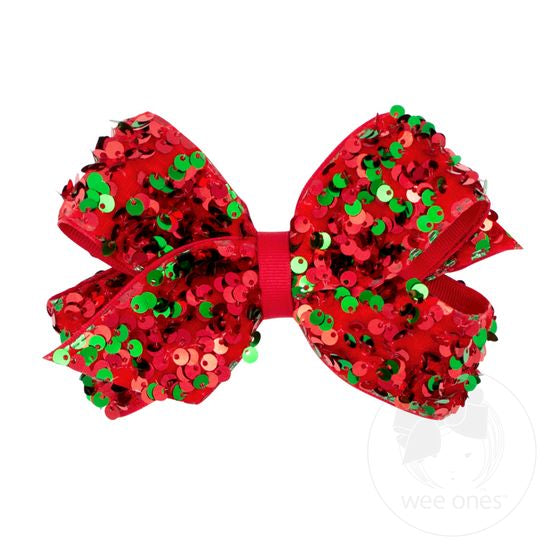 Med. Red/Green Sequins Overlay Bow