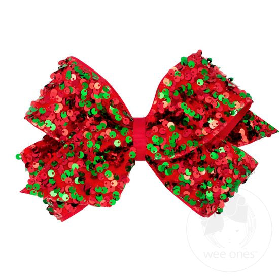 King Red/Green Sequins Overlay Bow