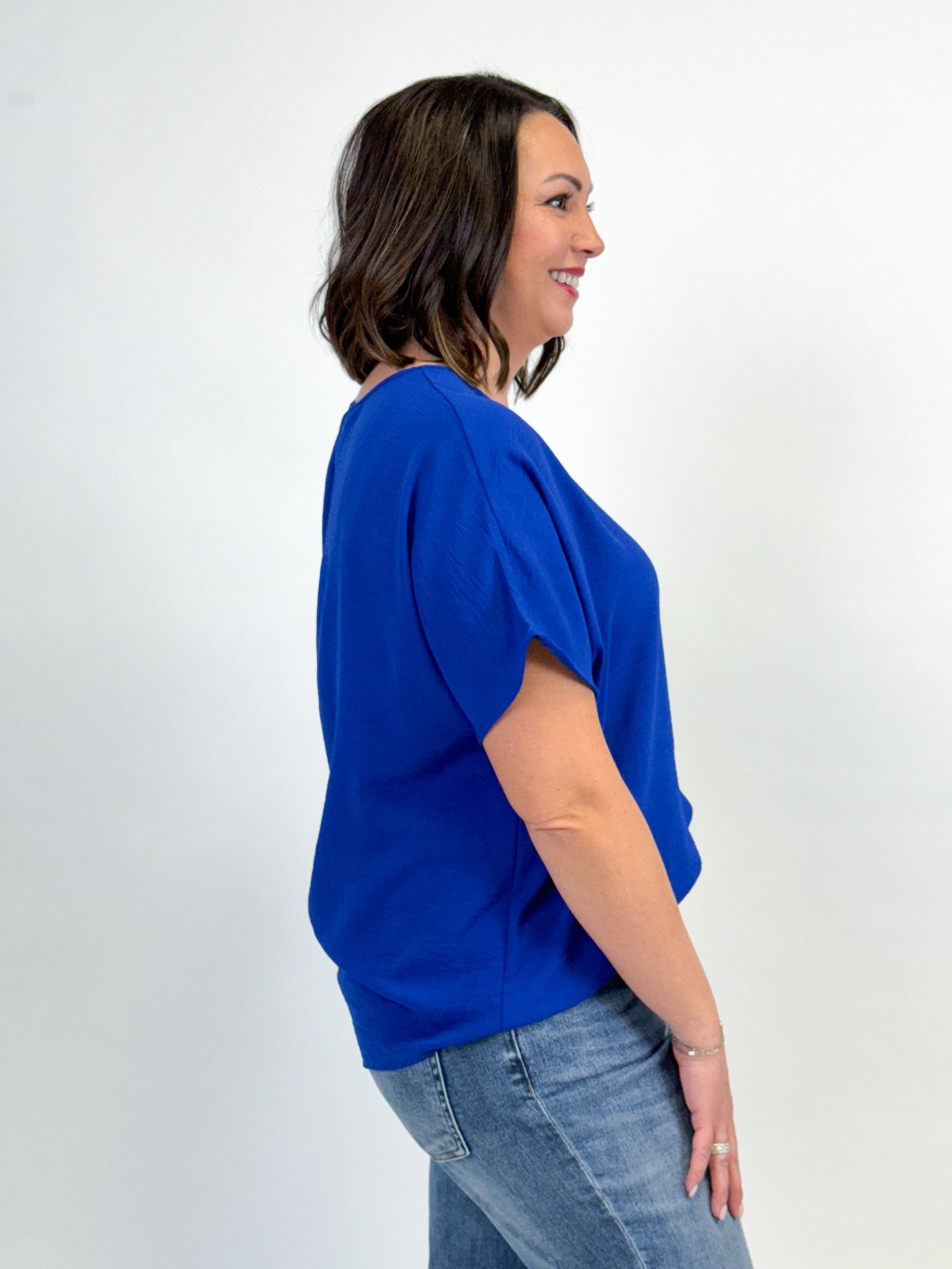 Royal Blue V Neck Top