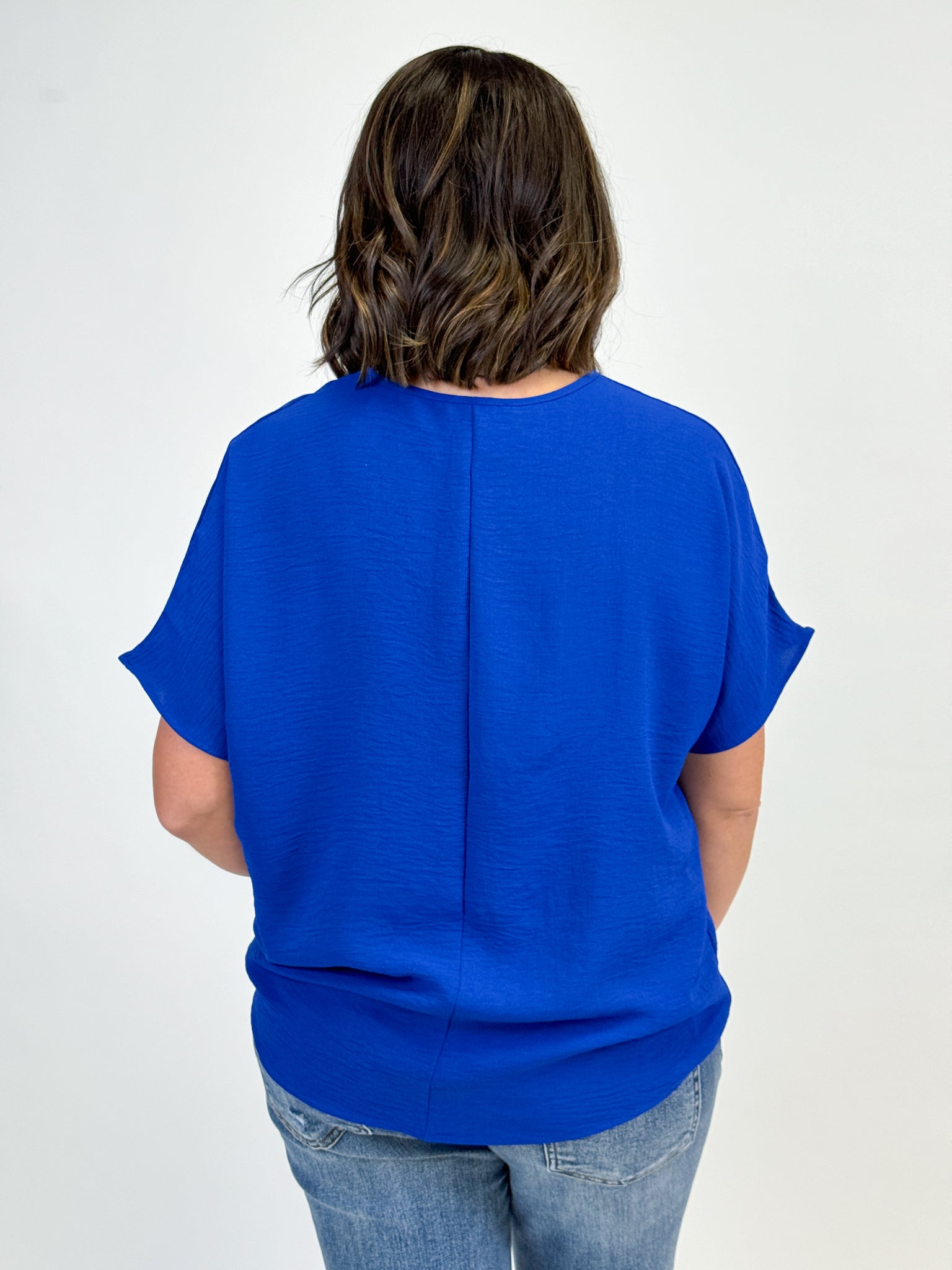 Royal Blue V Neck Top