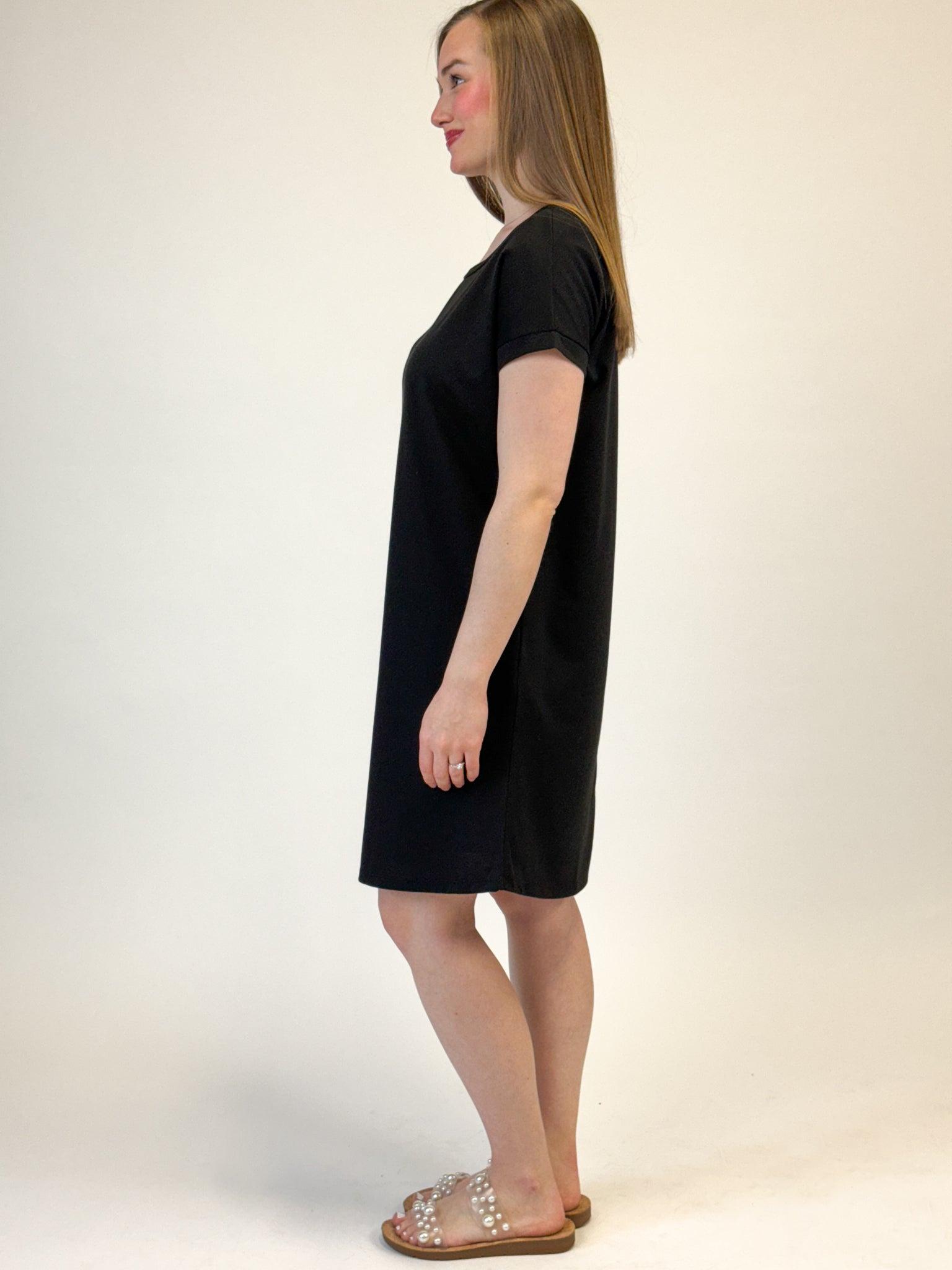 Solid Terry Dress - Black