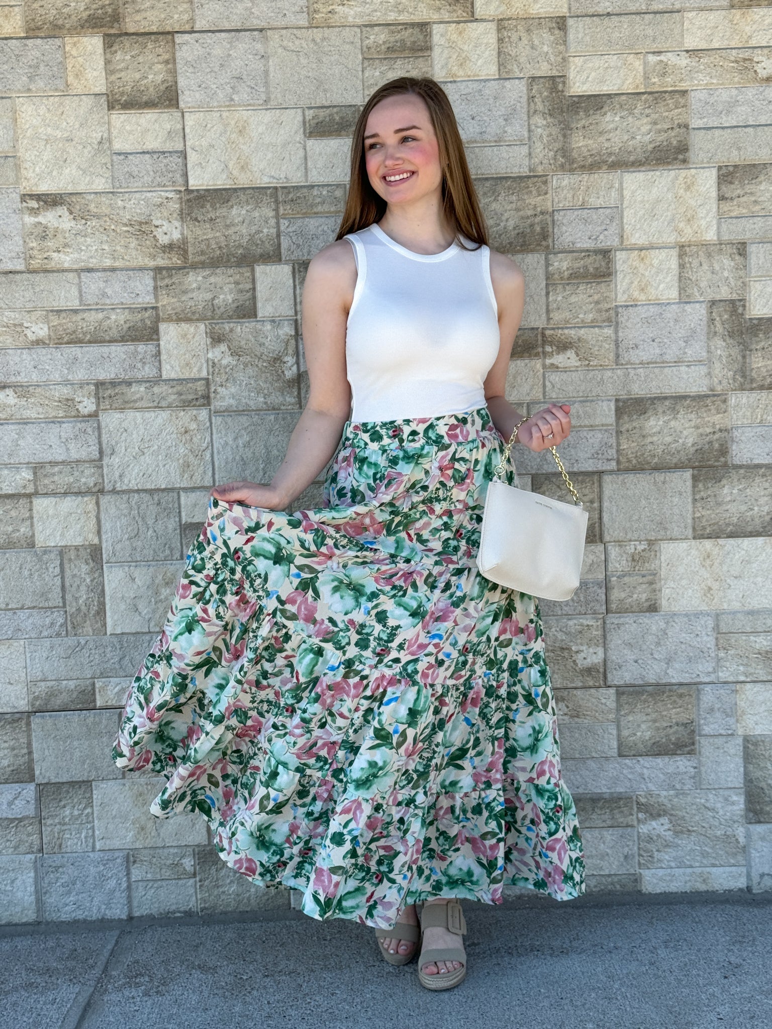 Floral Print Tiered Skirt