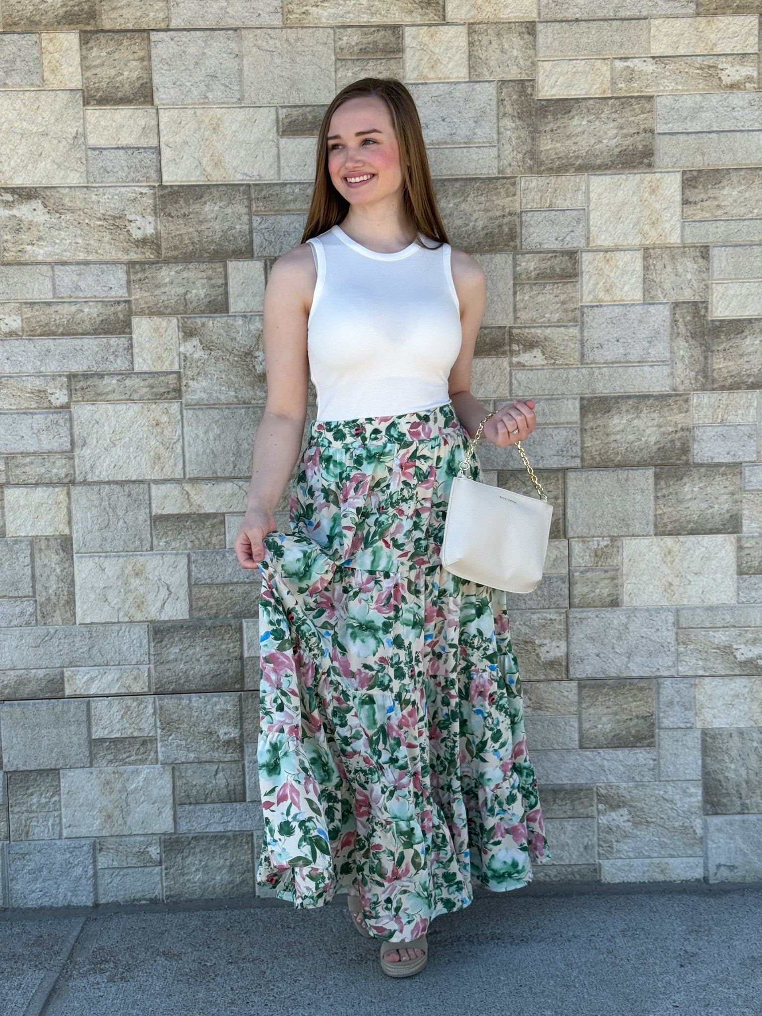 Floral Print Tiered Skirt