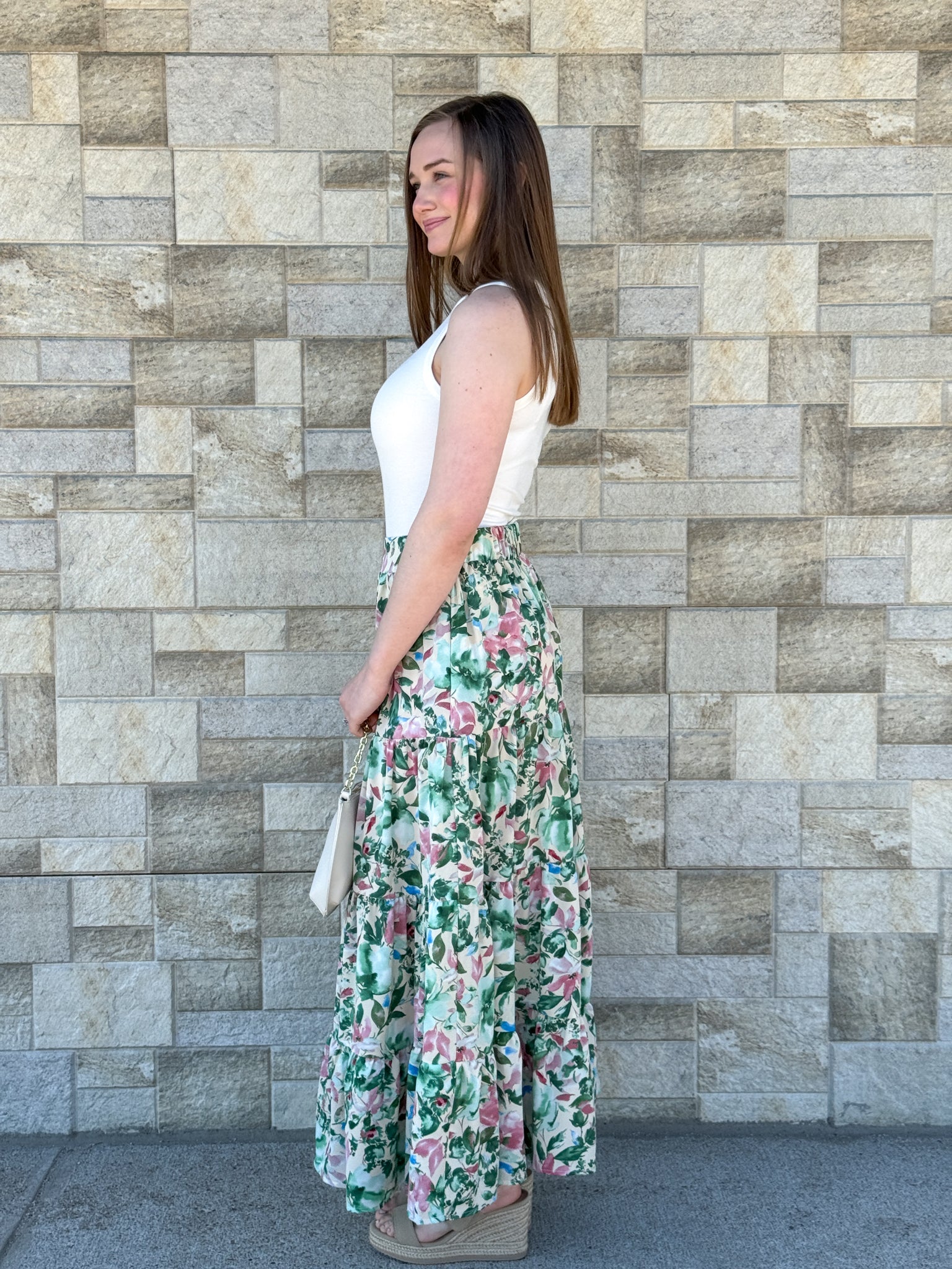 Floral Print Tiered Skirt