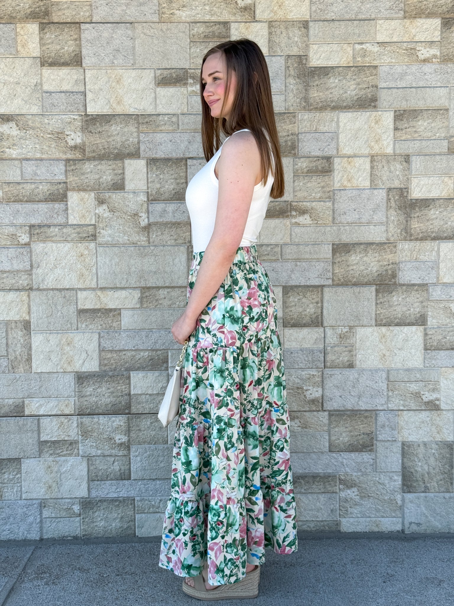 Floral Print Tiered Skirt