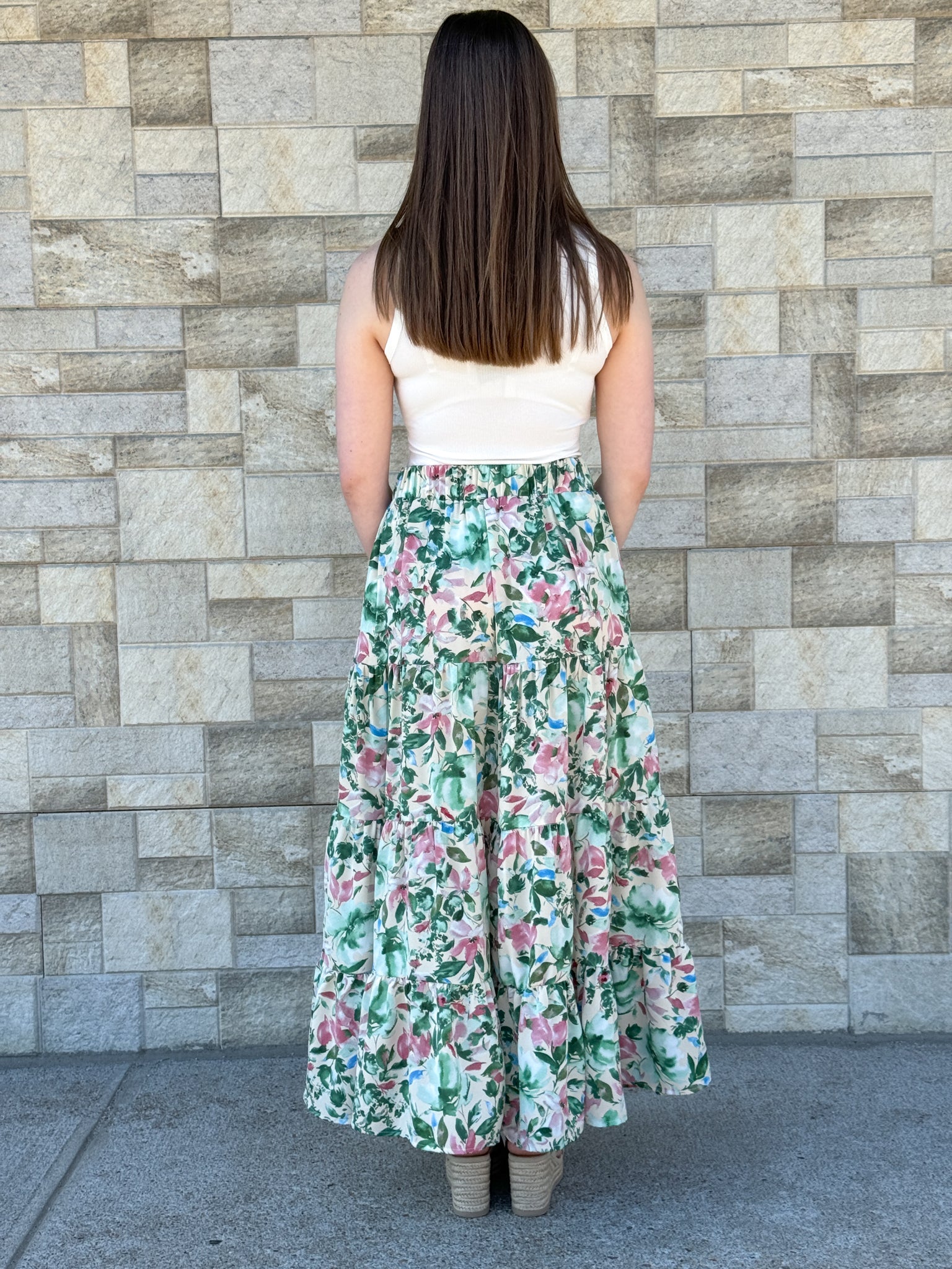 Floral Print Tiered Skirt