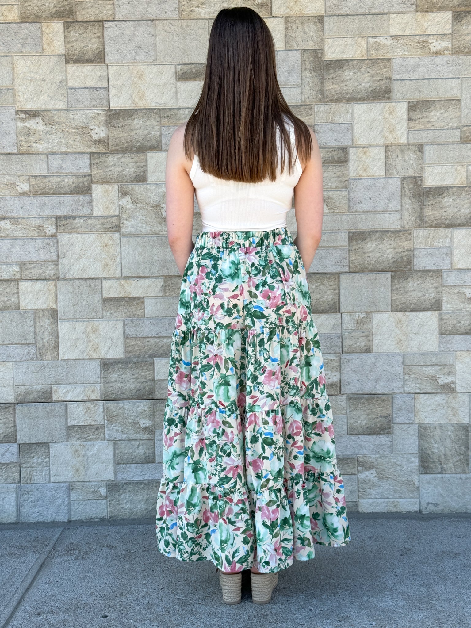 Floral Print Tiered Skirt