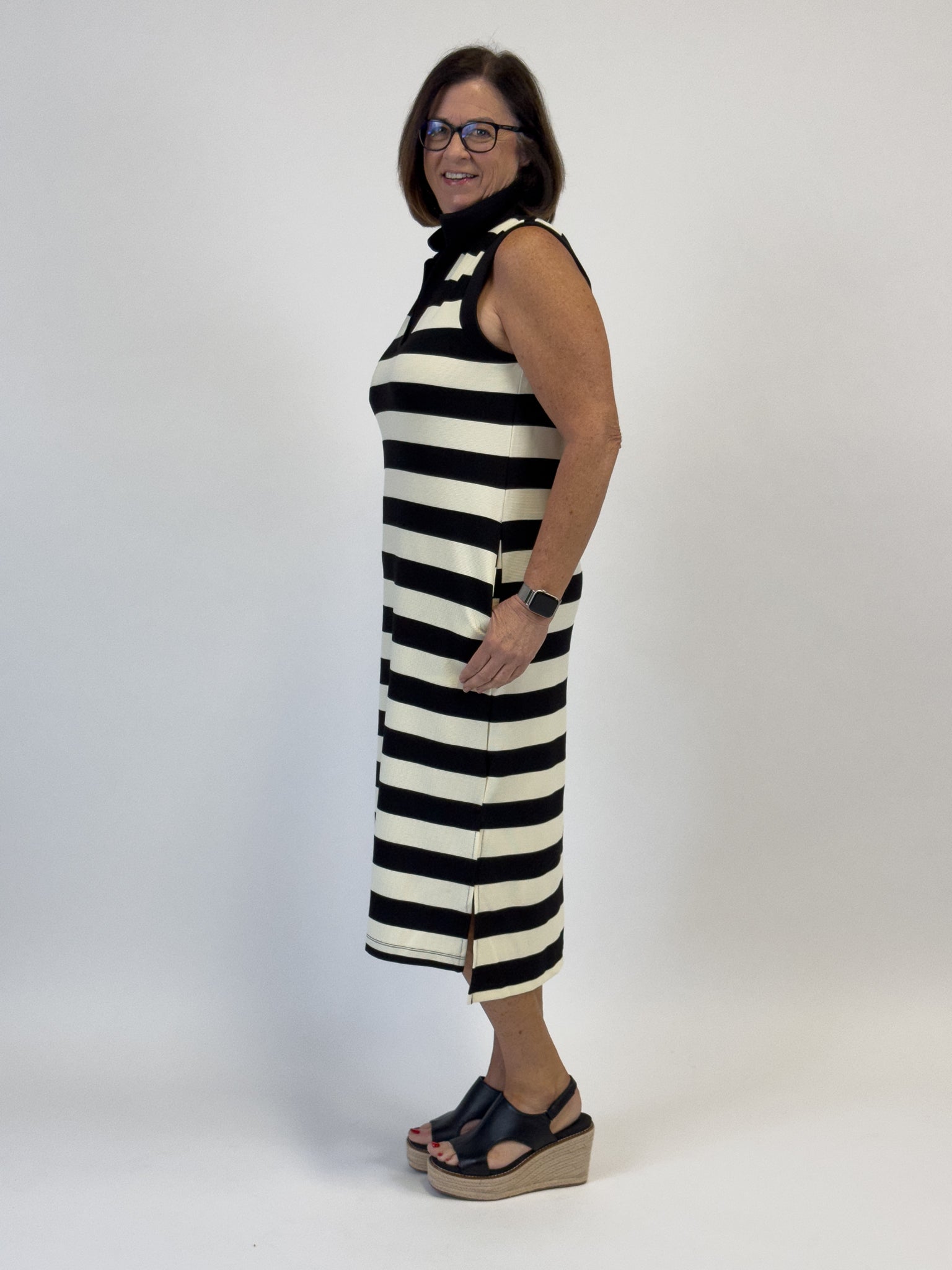 Black & Cream Striped Dress