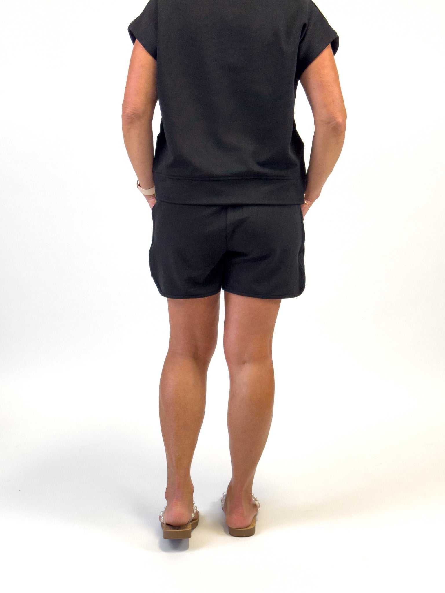 Black Textured Shorts