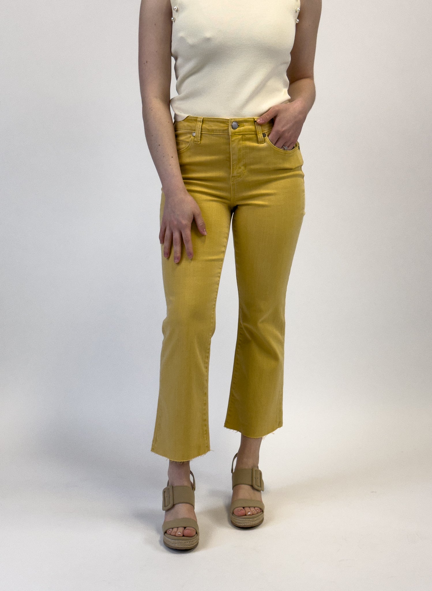 Liverpool Hannah Crop Flare - Flaxen Gold