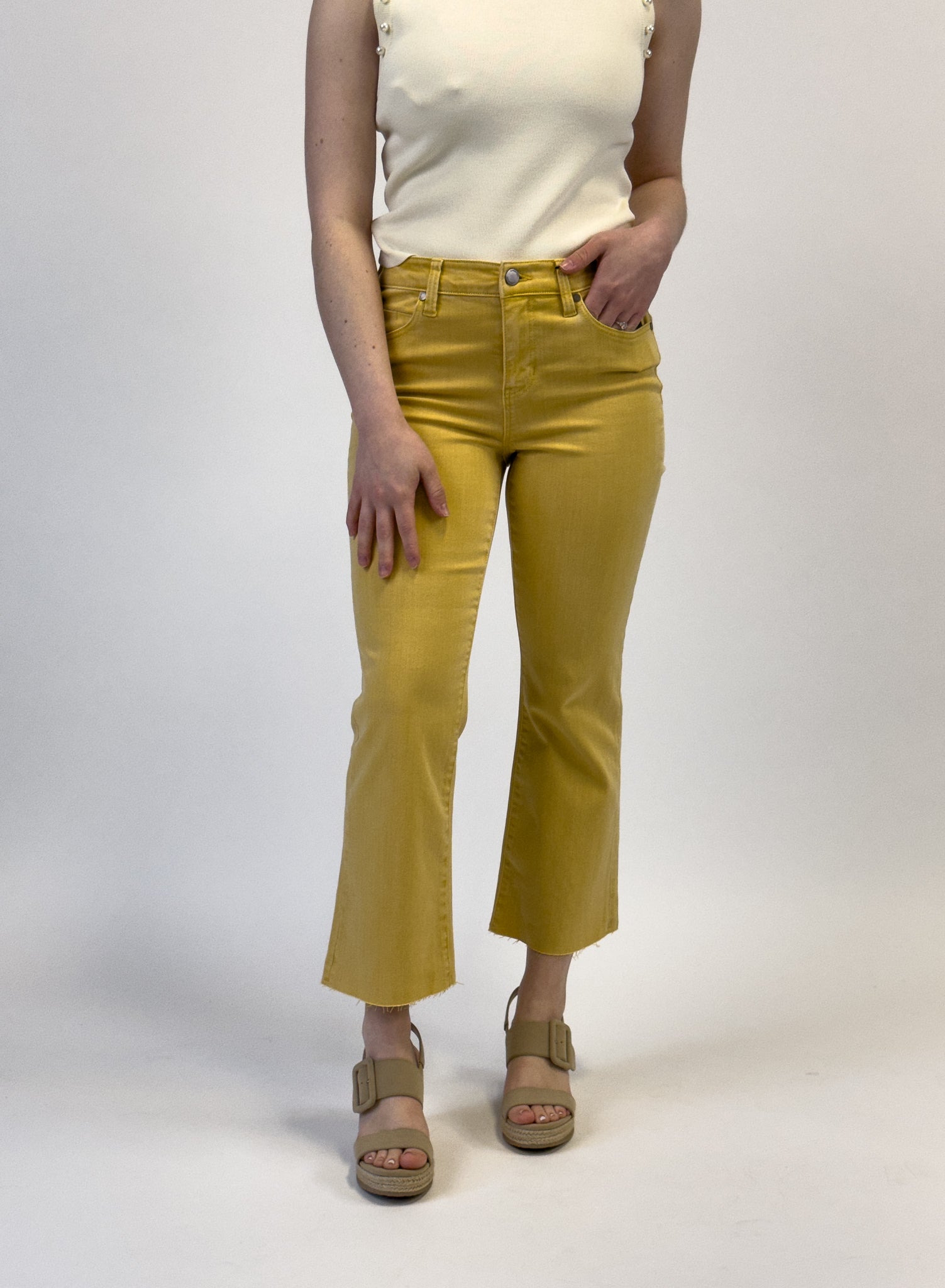 Liverpool Hannah Crop Flare - Flaxen Gold