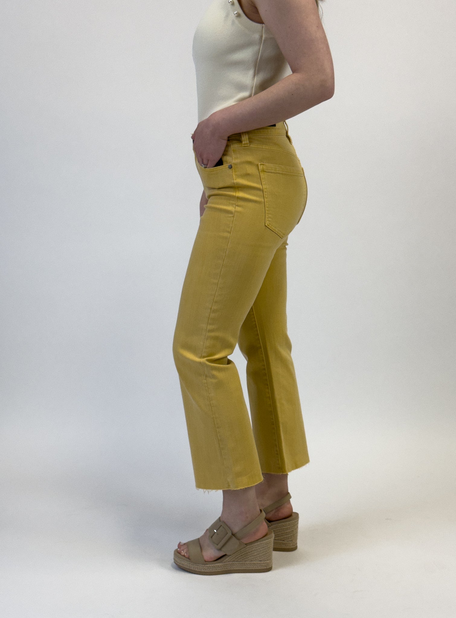 Liverpool Hannah Crop Flare - Flaxen Gold