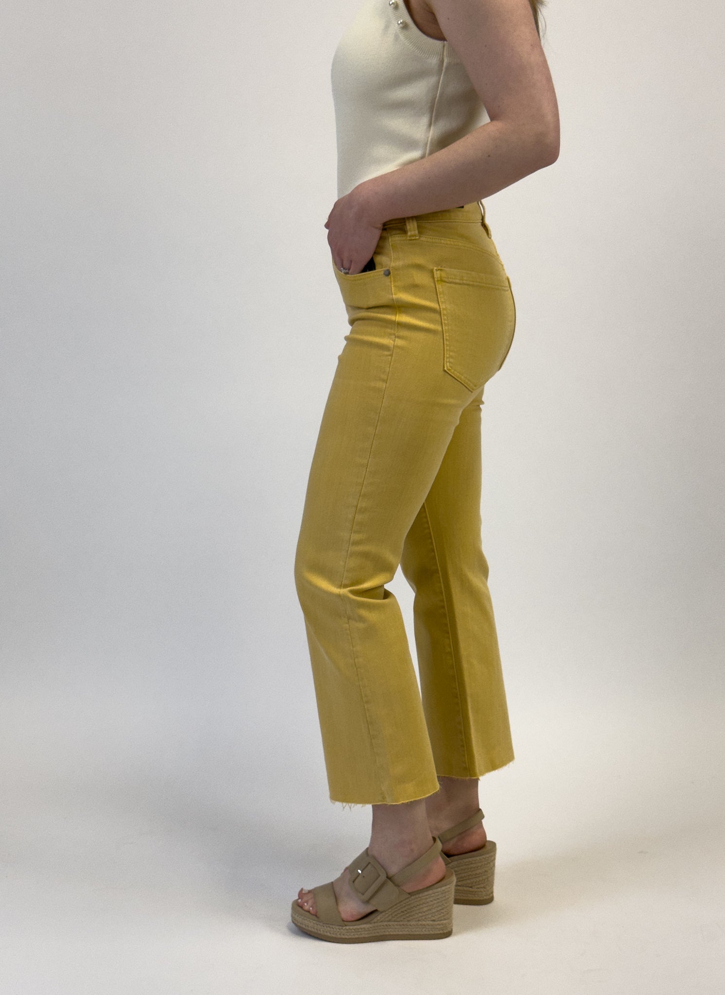 Liverpool Hannah Crop Flare - Flaxen Gold