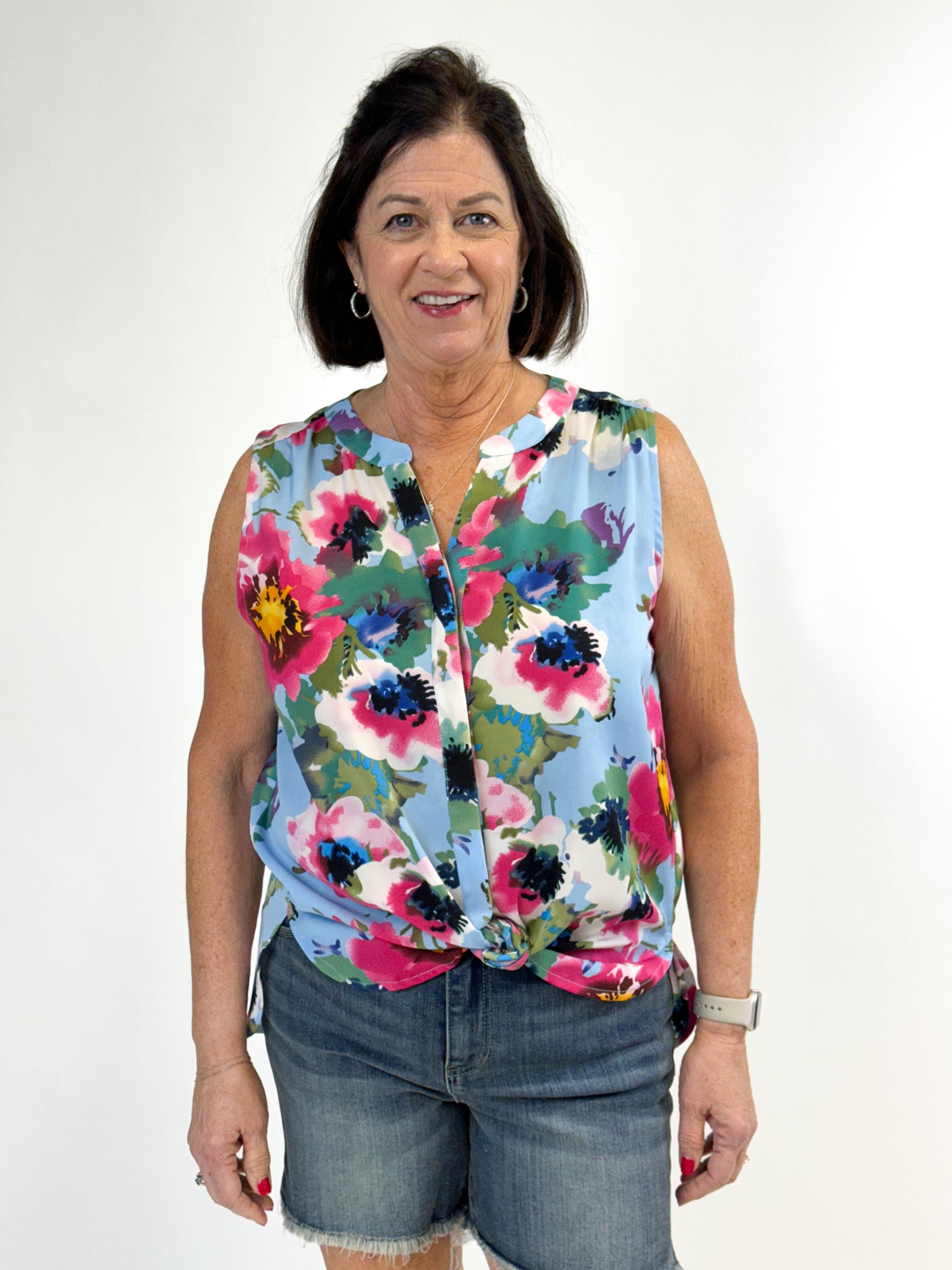 Sleeveless Floral Print Top