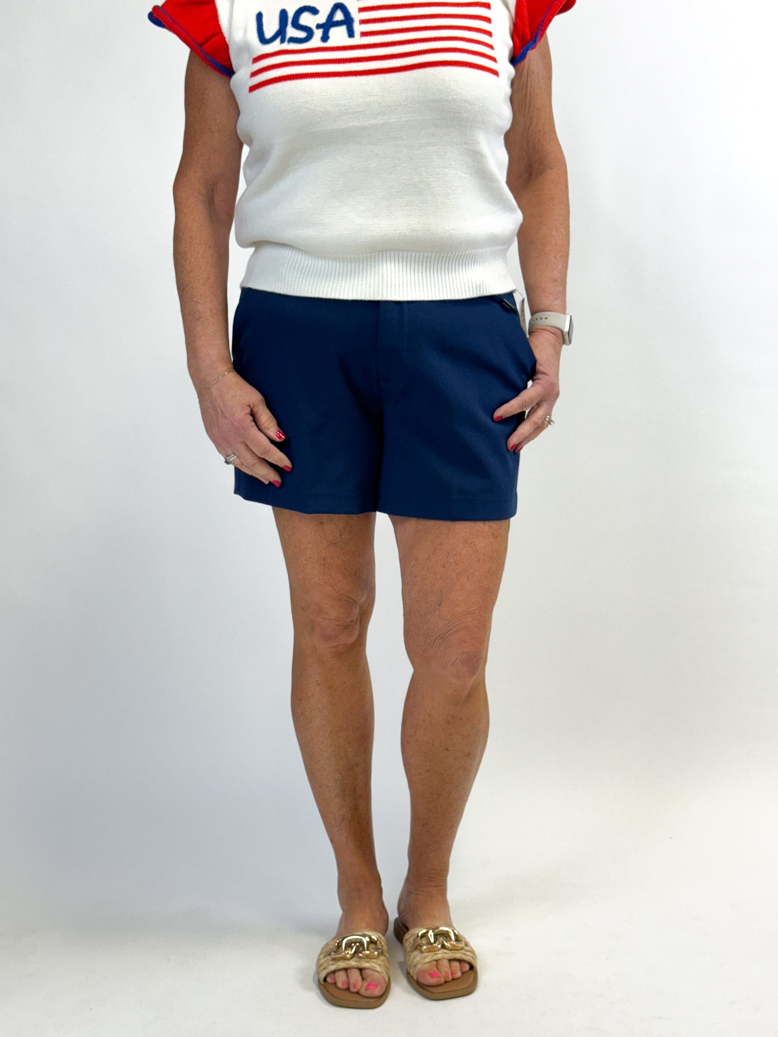 Liverpool Hi-Rise Pleated Trouser Shorts - Galaxy