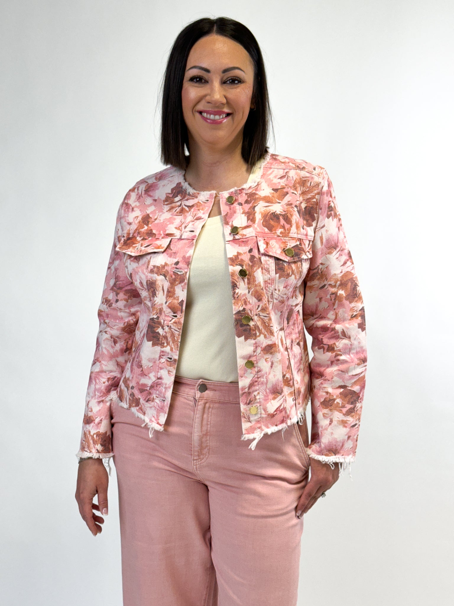 Liverpool Classic Jean Jacket - Pink Floral