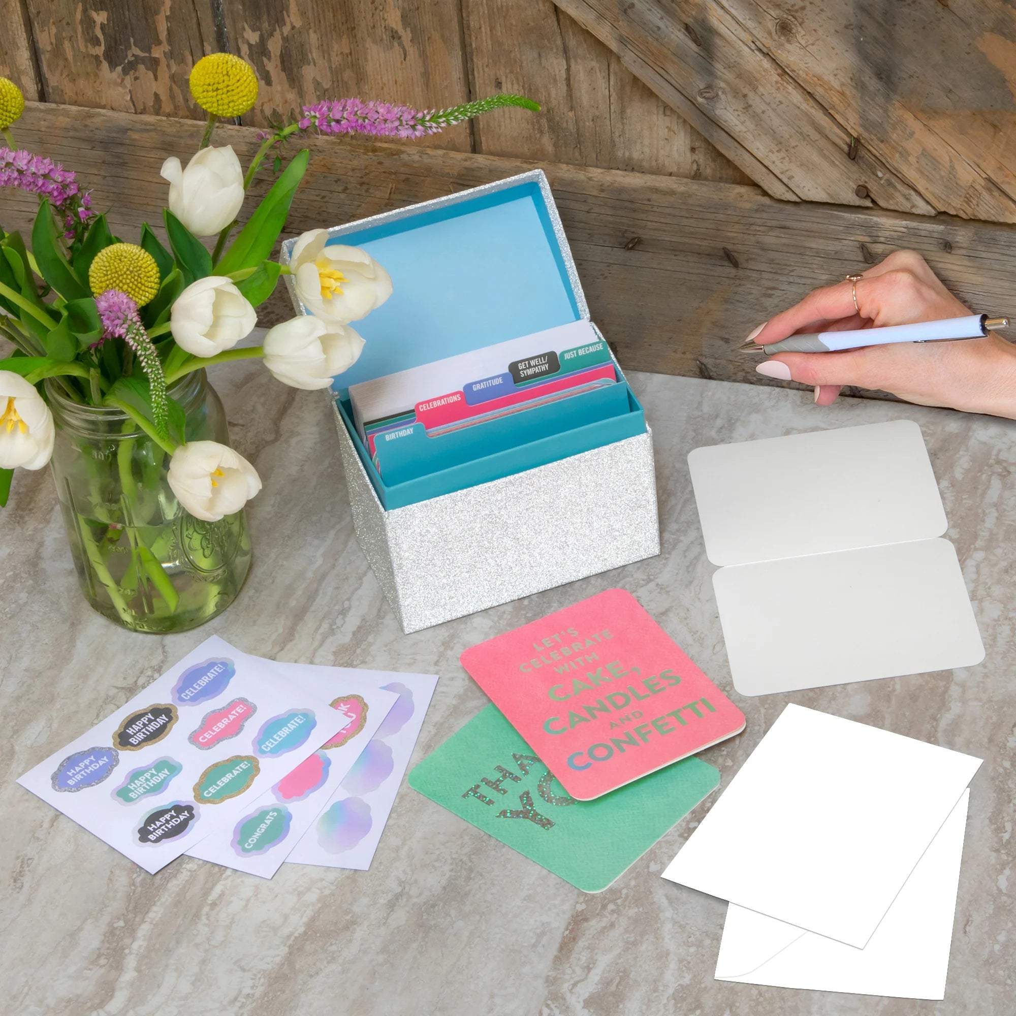 Silver Glitter All-Occasion Greeting Cards