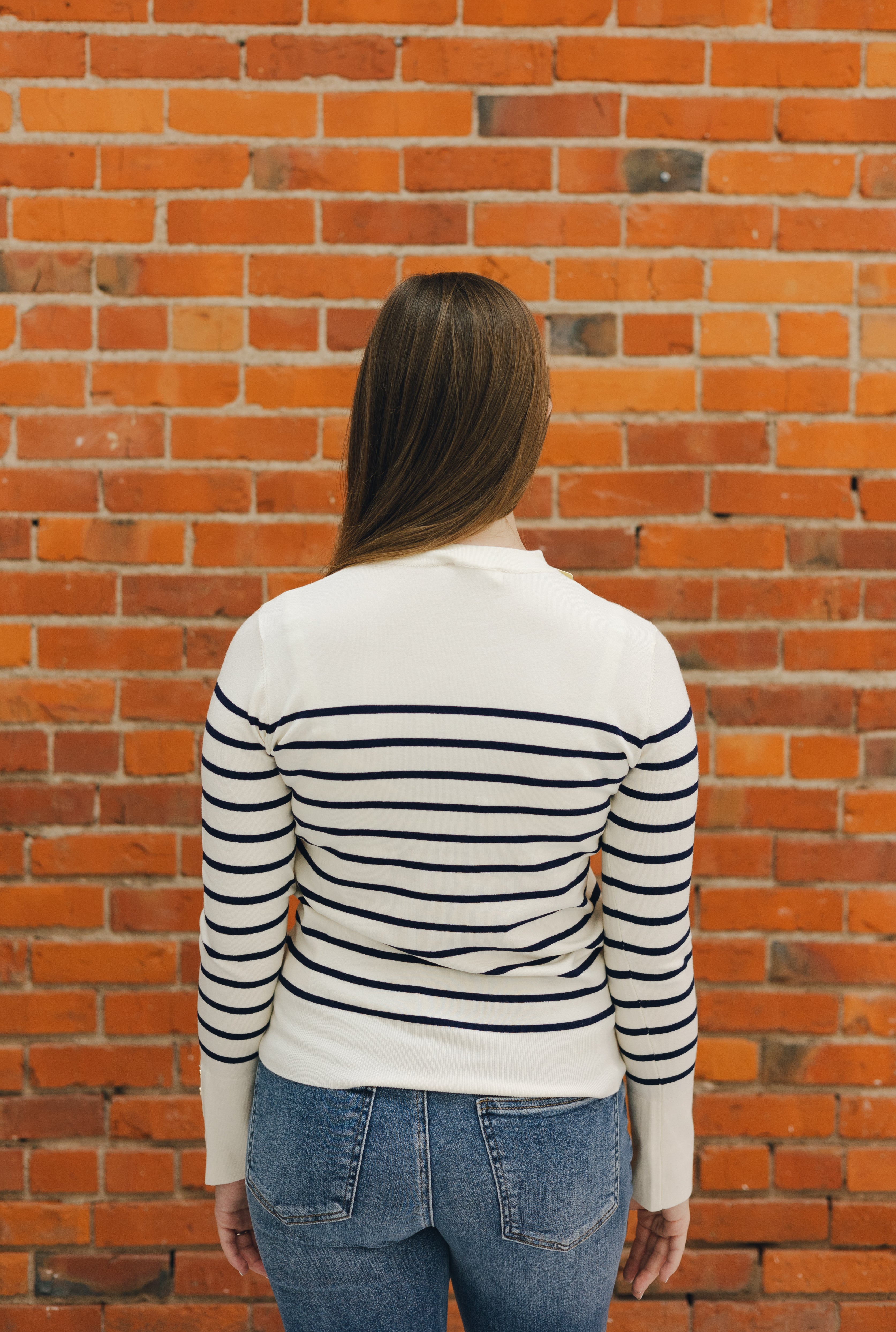 Ecru & Navy Striped Sweater