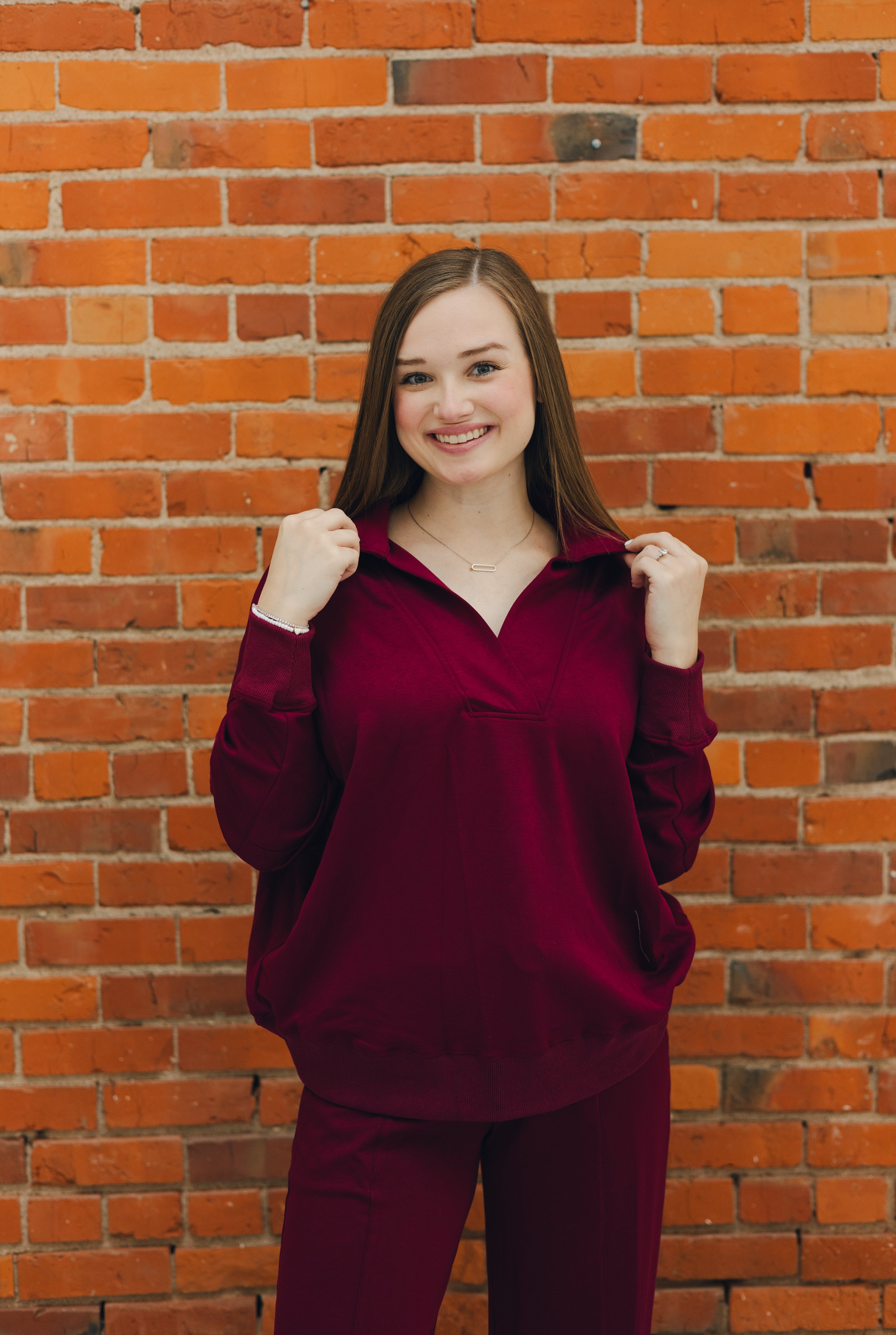 Neoknit V-Neck Sweatshirt - Merlot