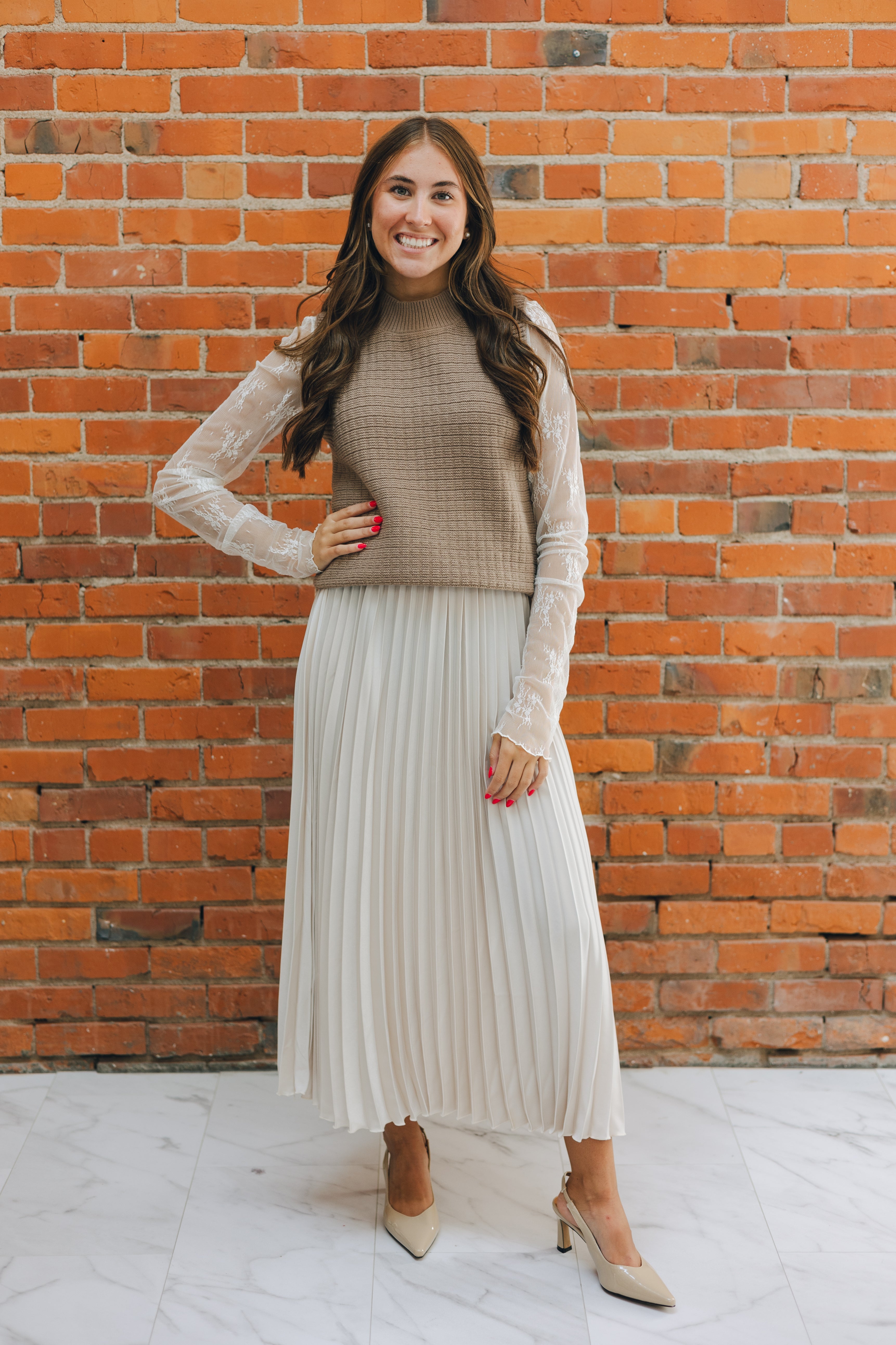 Pull On Pleated Maxi Skirt