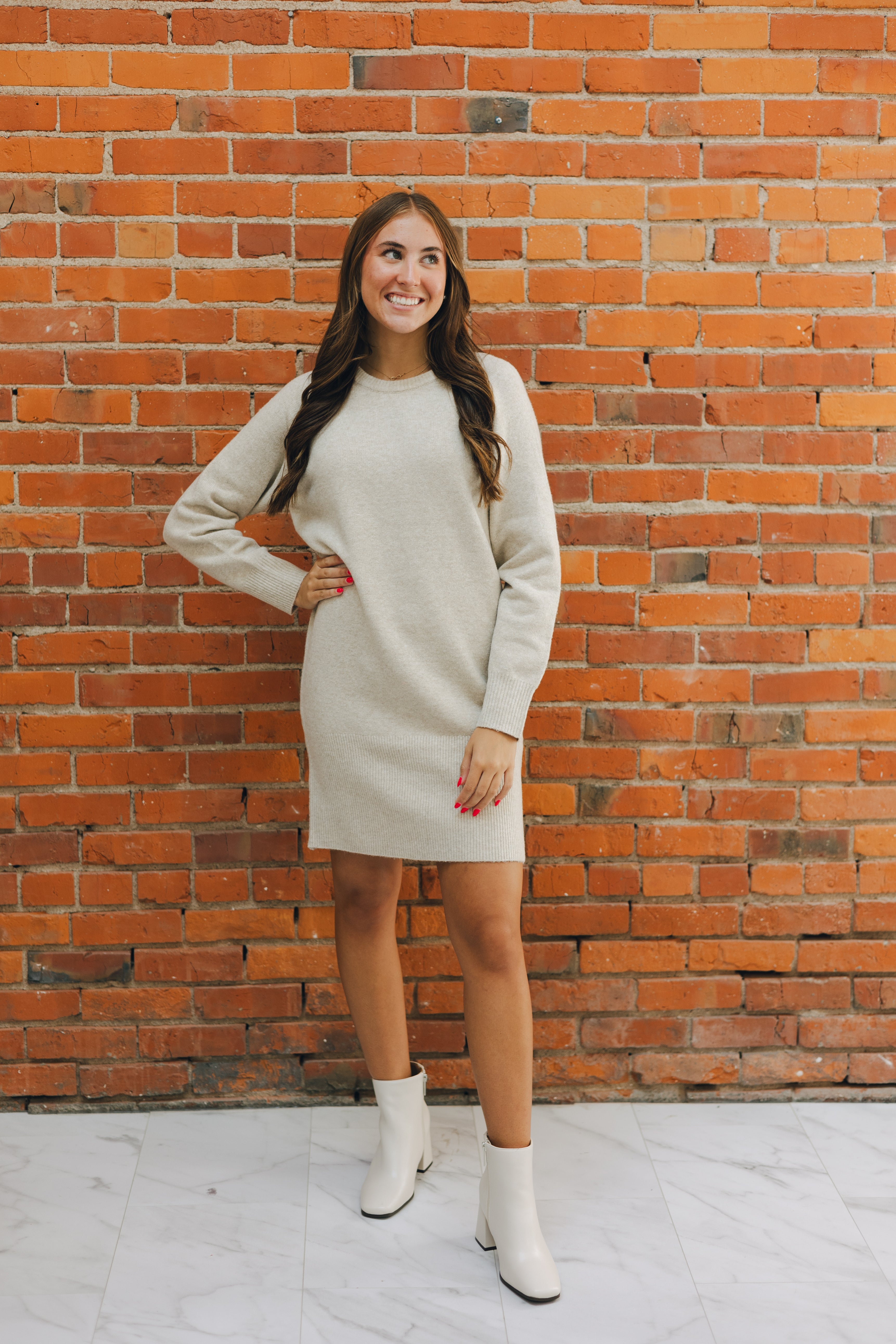 Crewneck Mini Sweater Dress