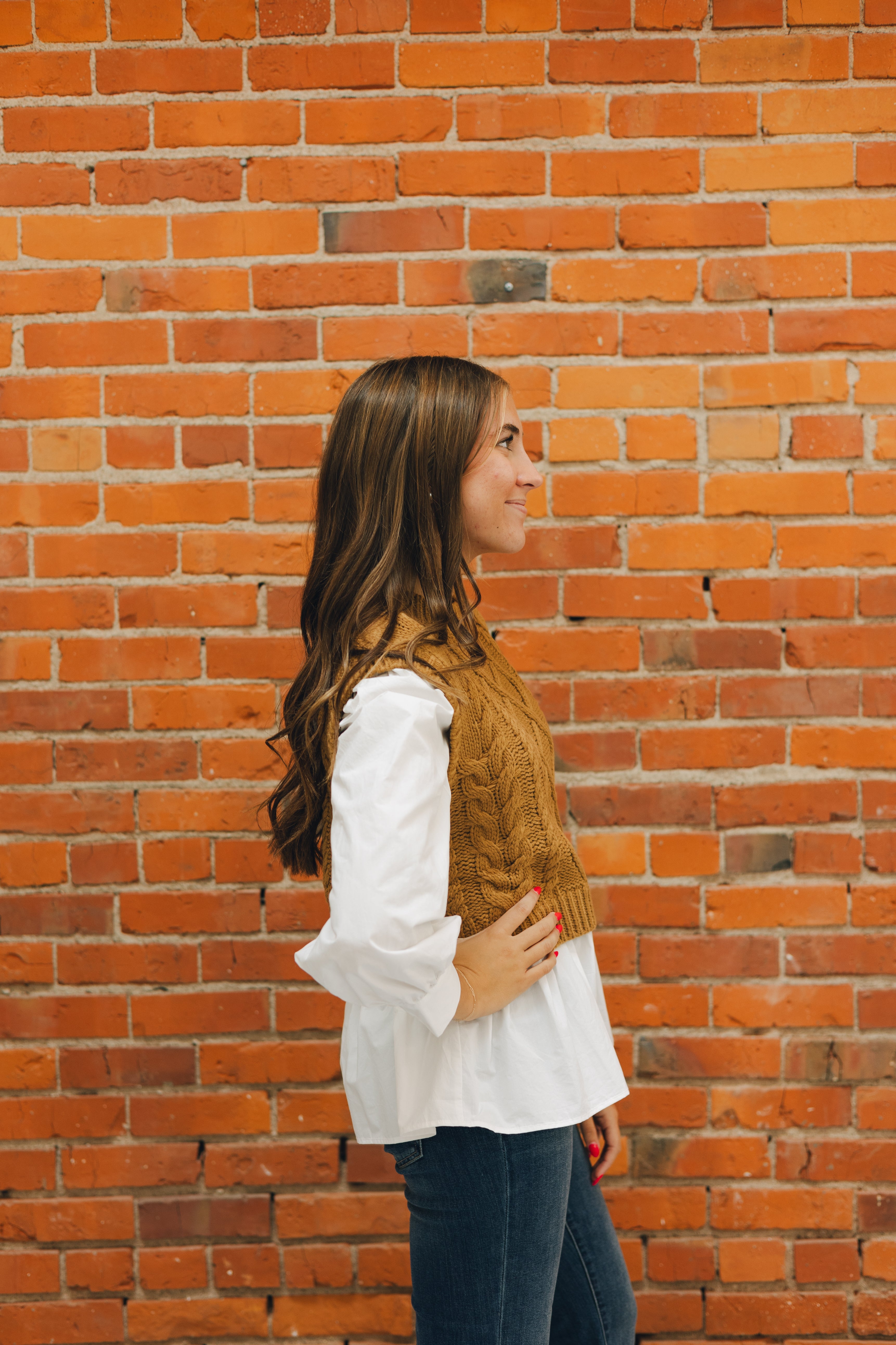 Dark Tan Sweater Vest & Shirt