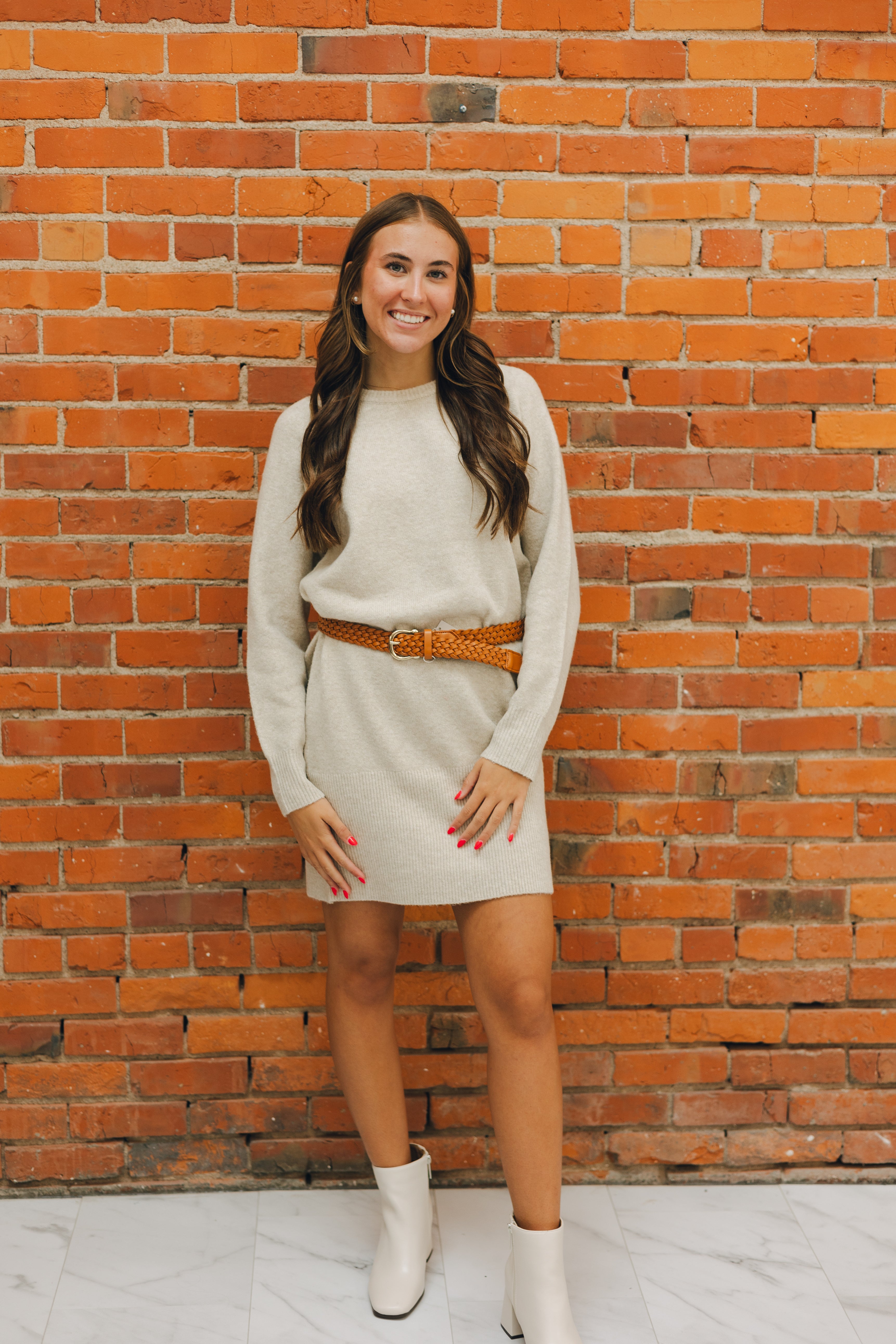 Crewneck Mini Sweater Dress