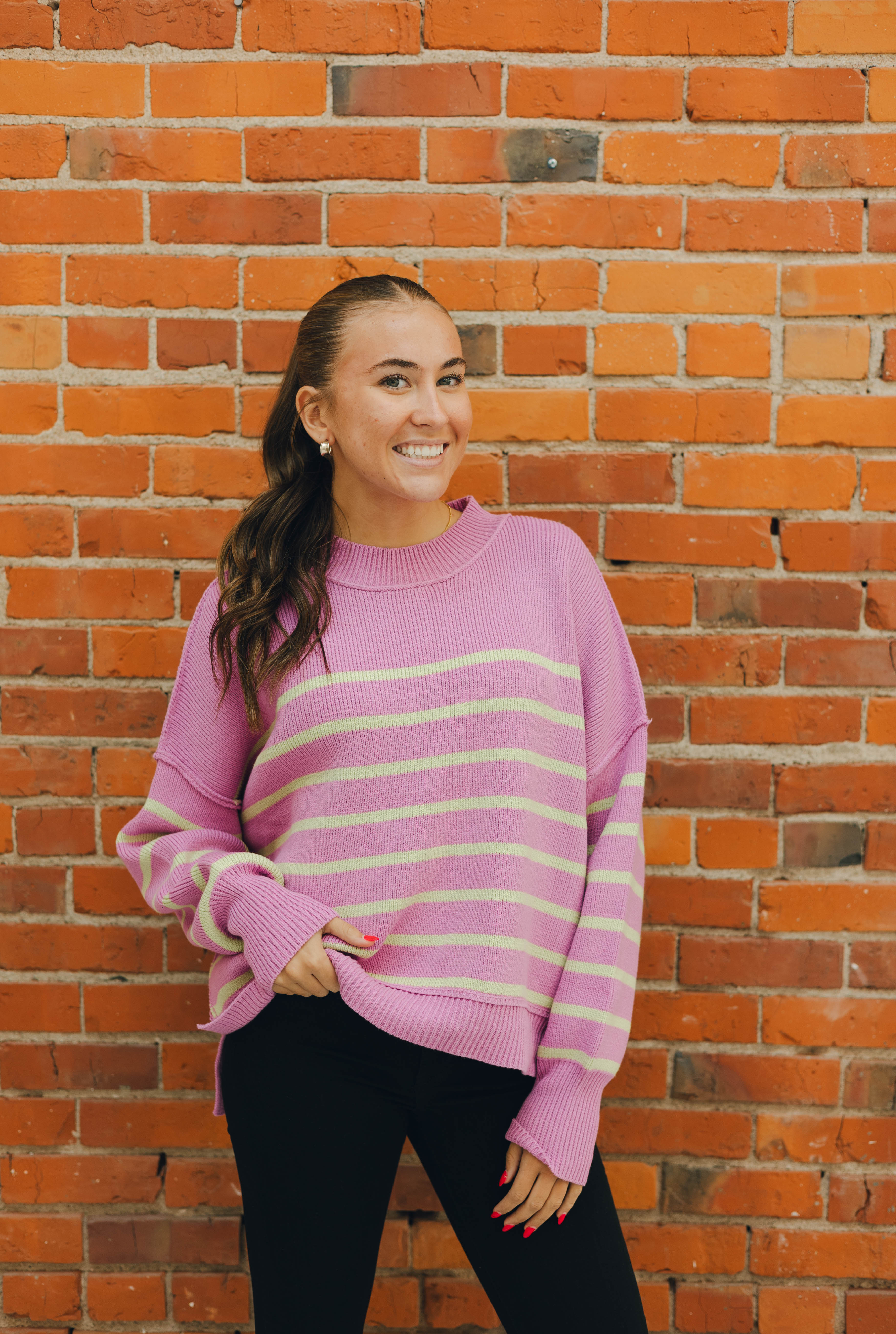 Lilac & Lime Striped Sweater