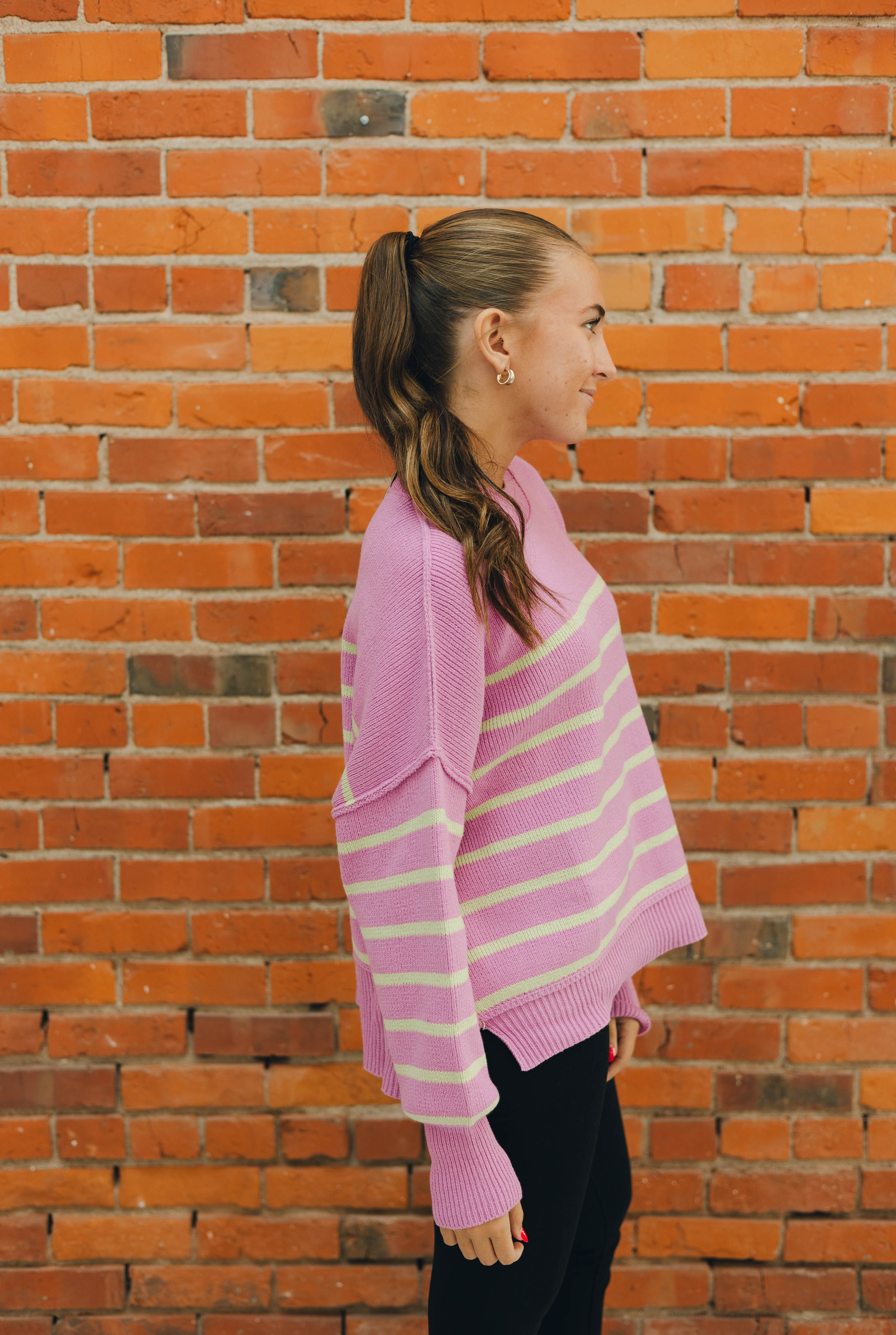 Lilac & Lime Striped Sweater