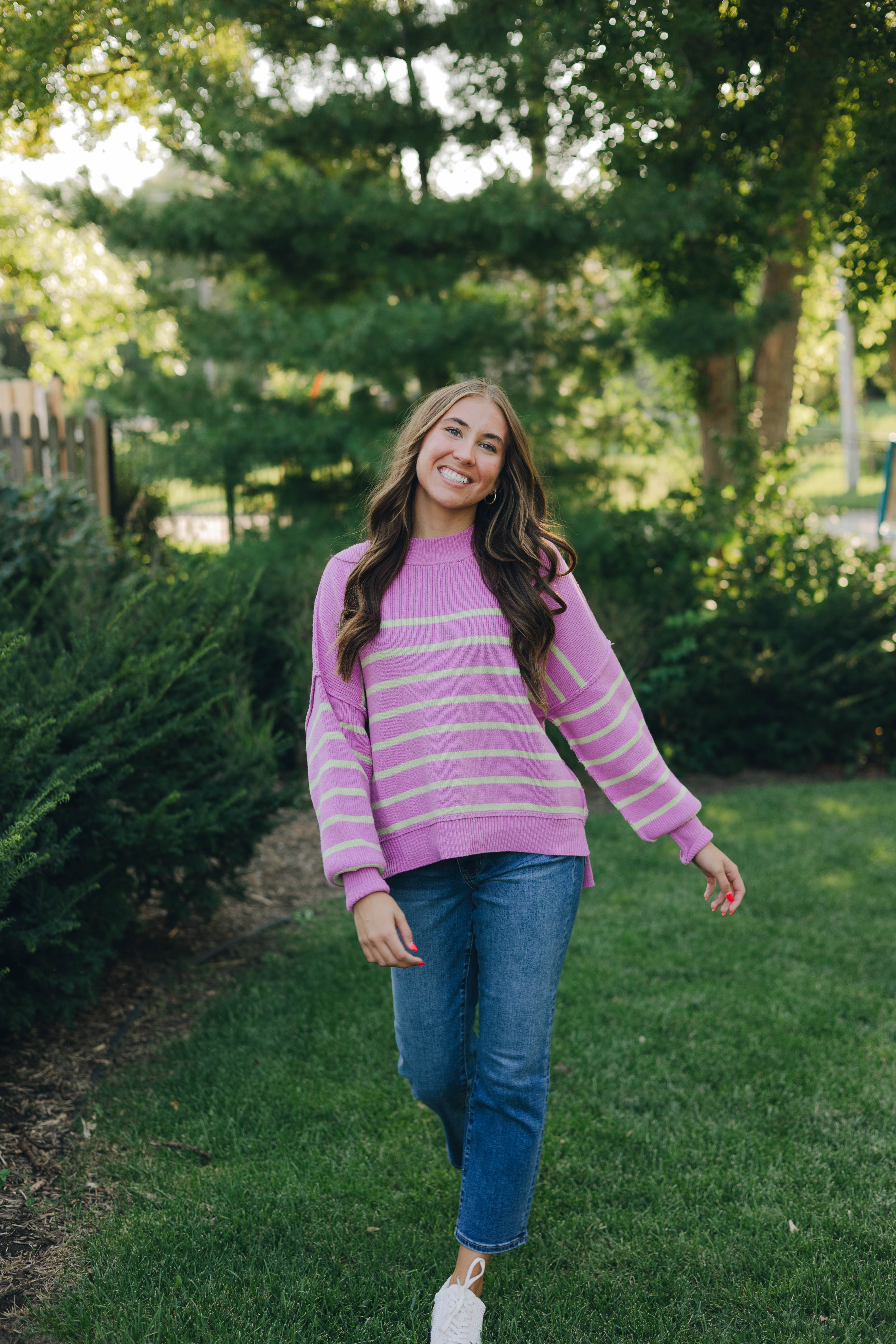 Lilac & Lime Striped Sweater