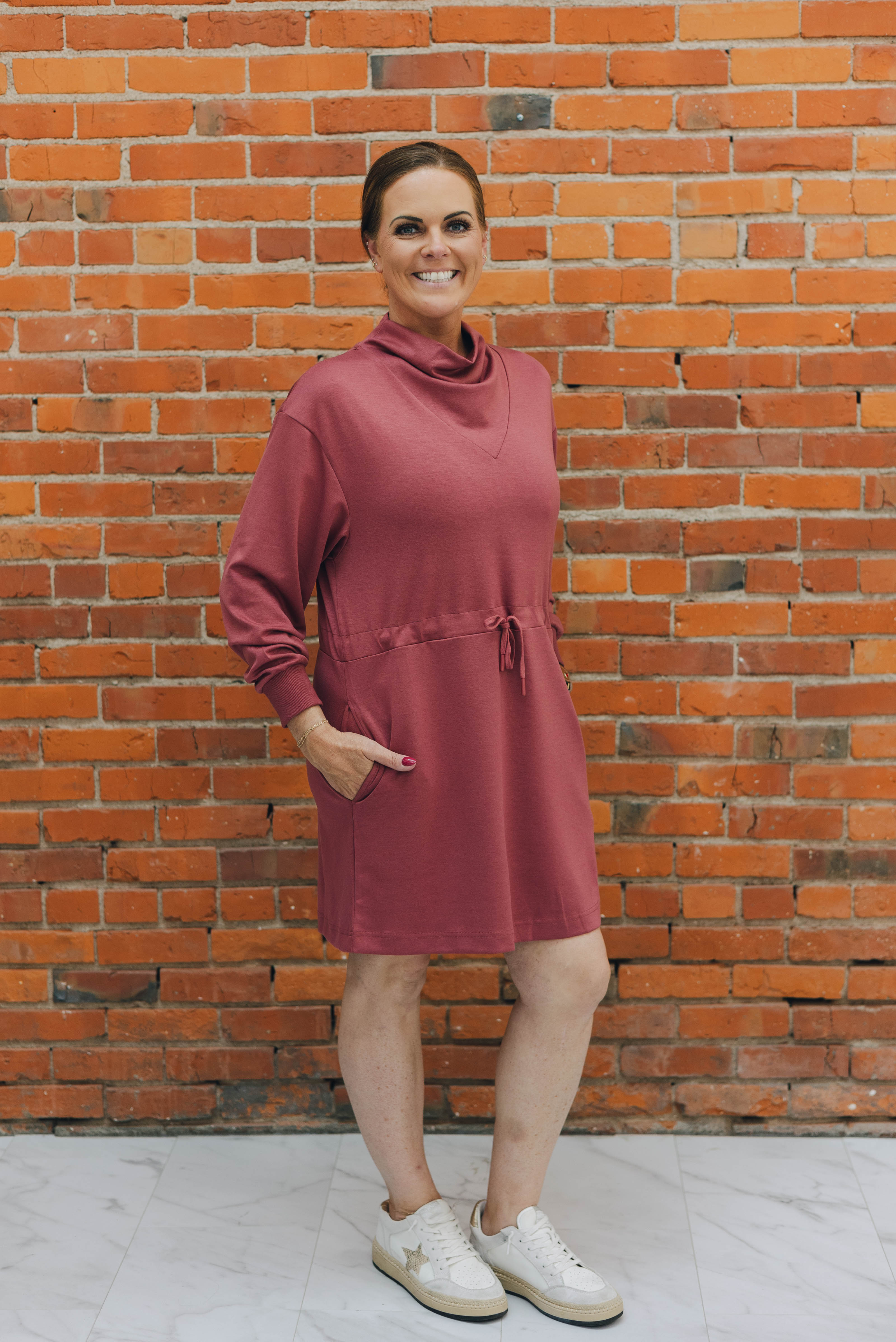 Neo Knit Cowl Neck Dress