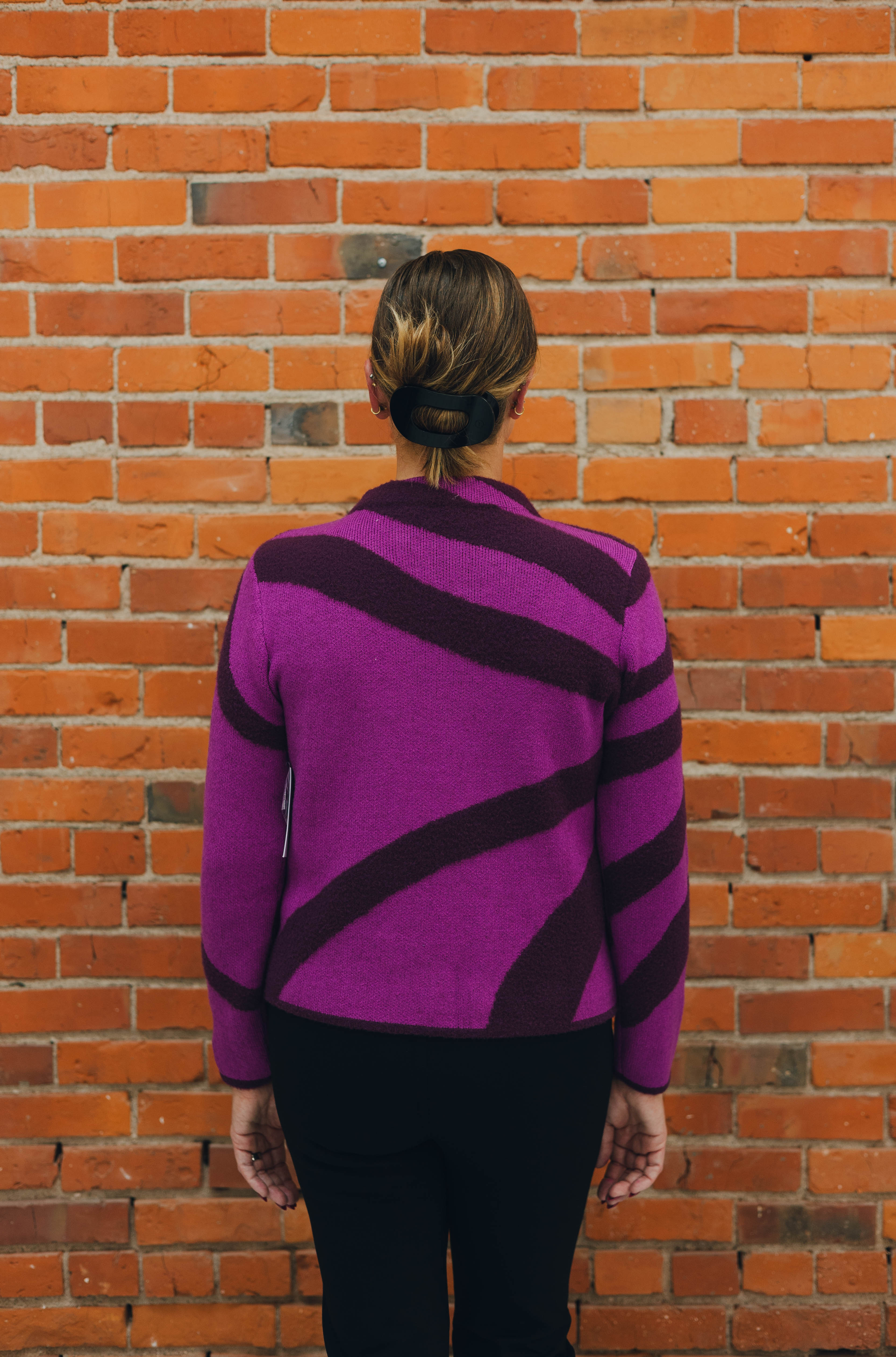 Tribal Mock Neck Jacquard Sweater - Violet