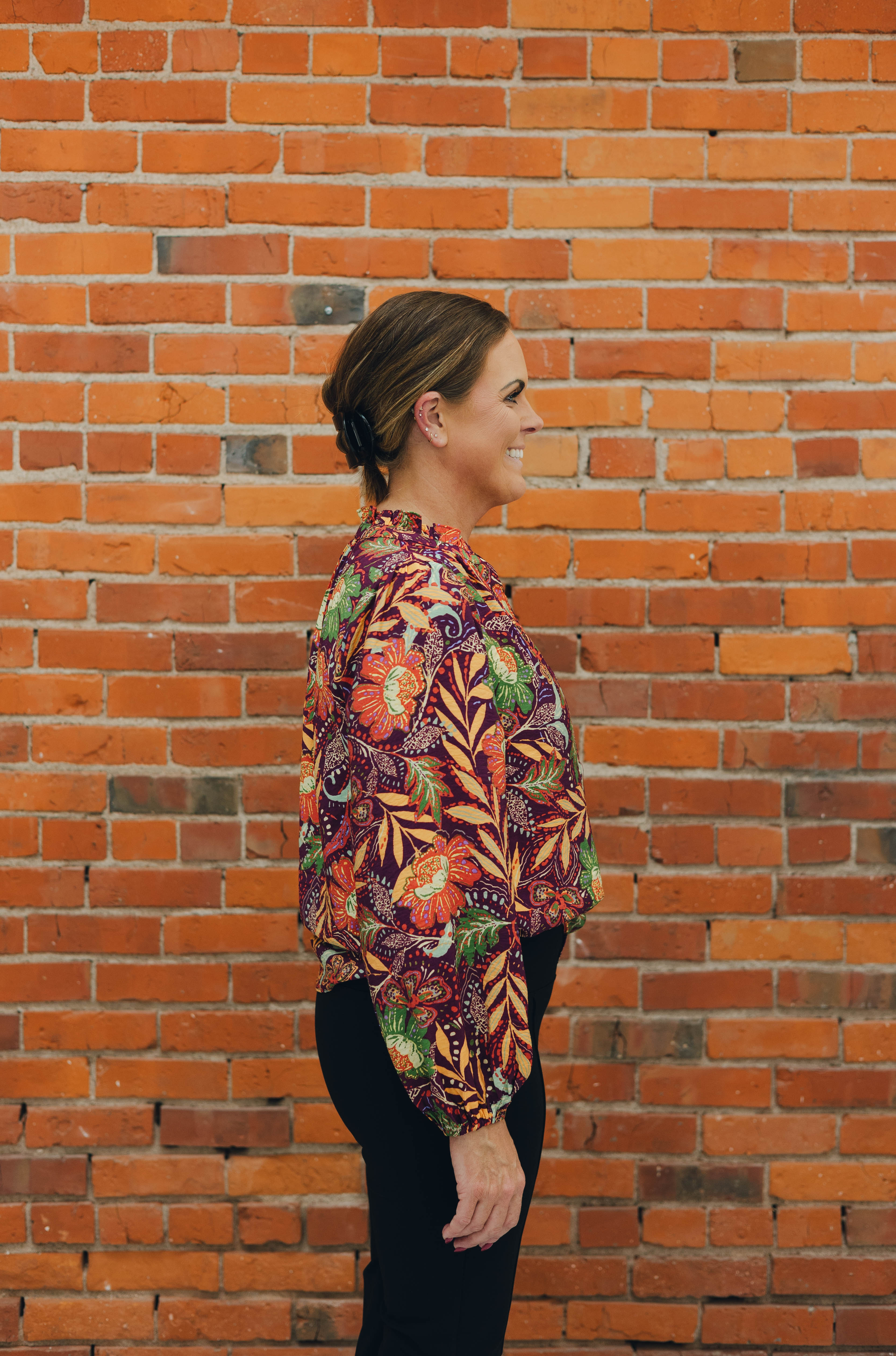 Printed Split Neck Blouse