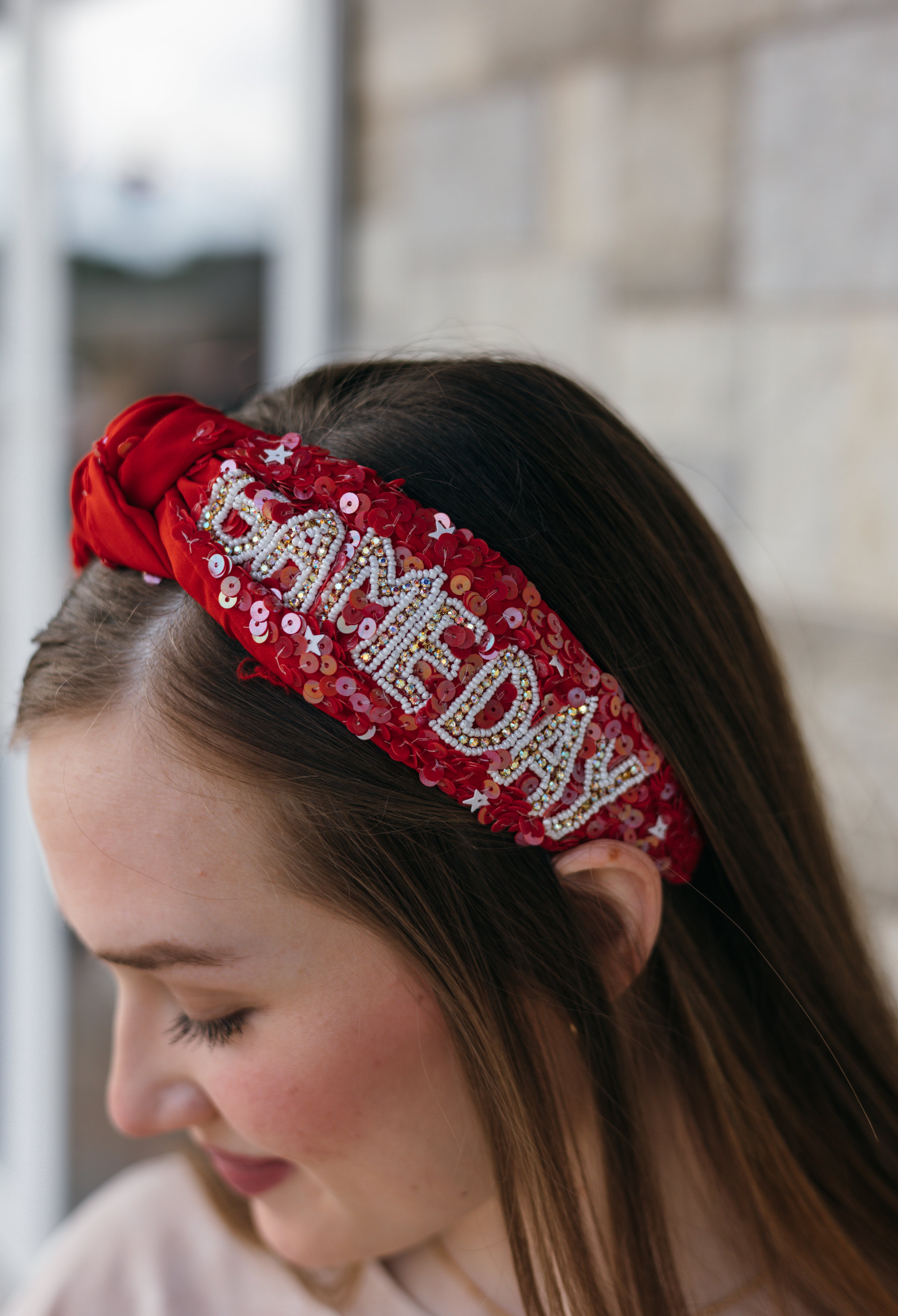 Game Day Sequin Headband - Red