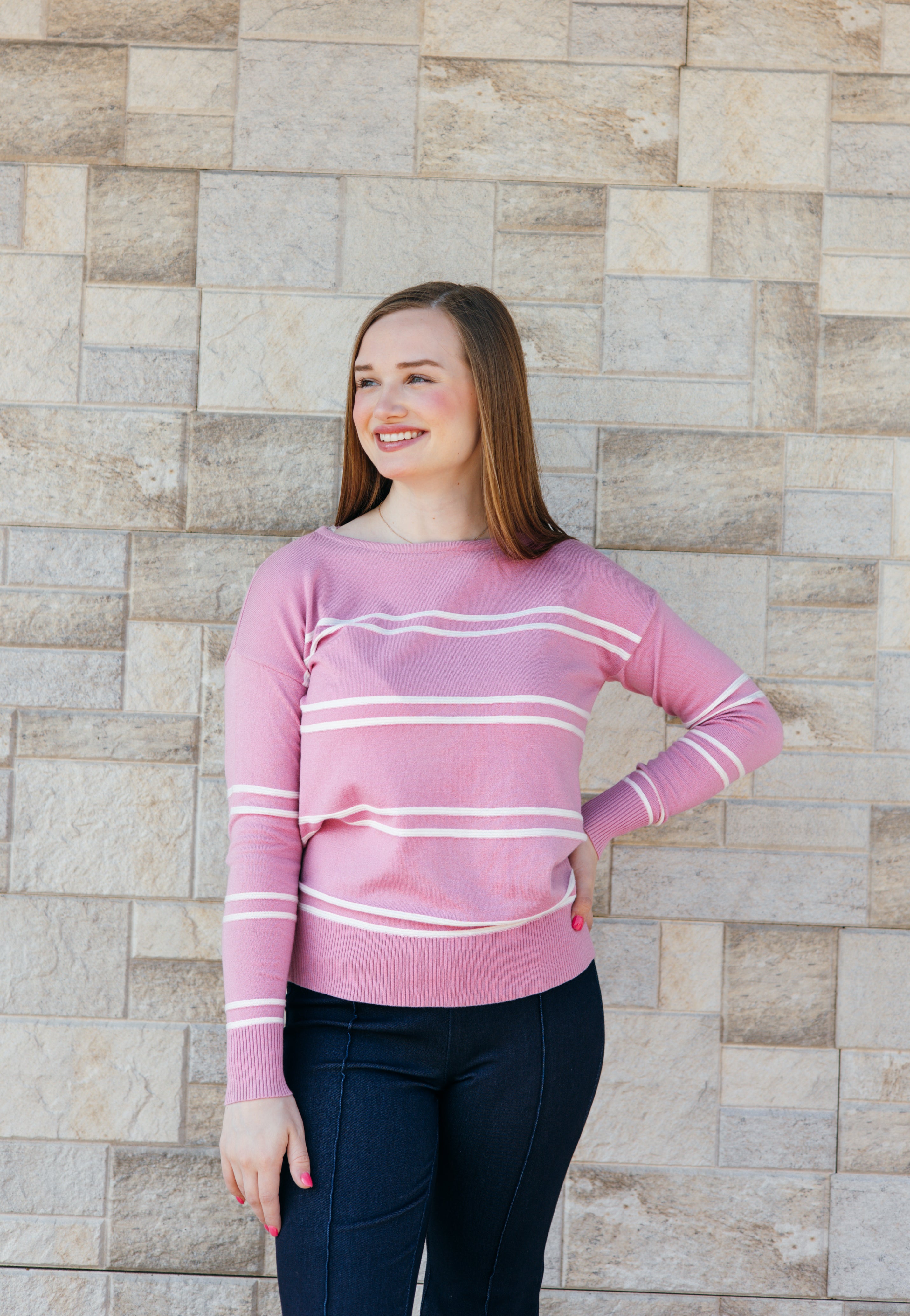 Textured Striped Pullover Sweater