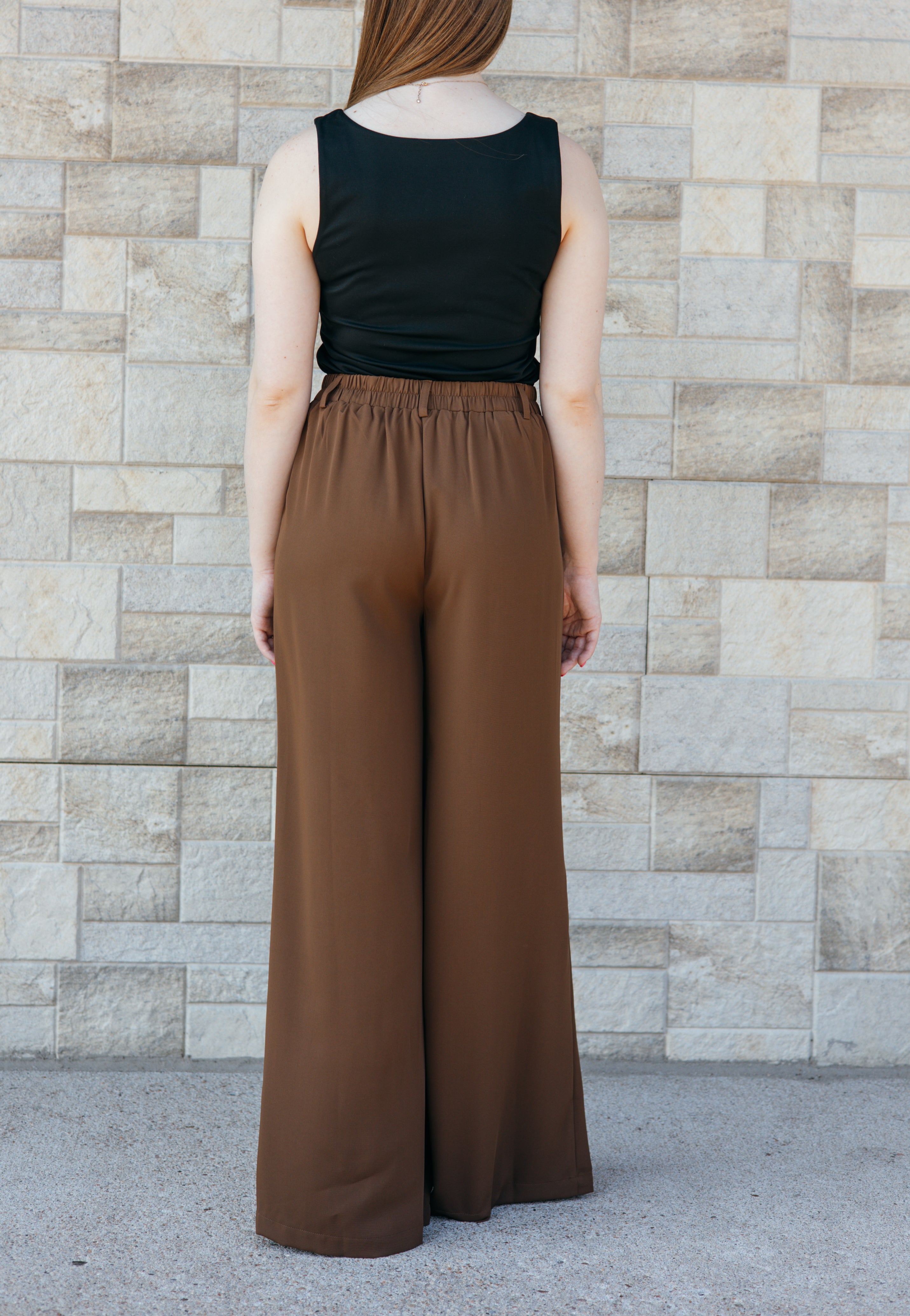 Pleated Solid Dress Pants - Brown