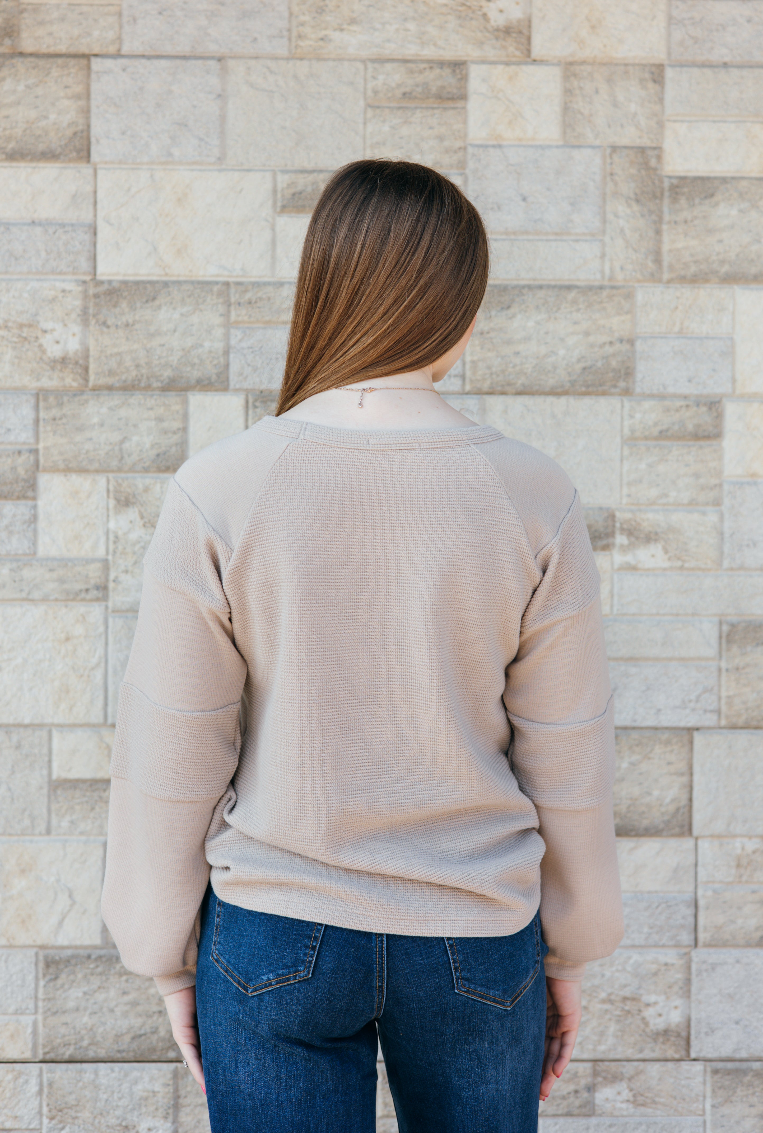 Crew Neck Textured Long Sleeve