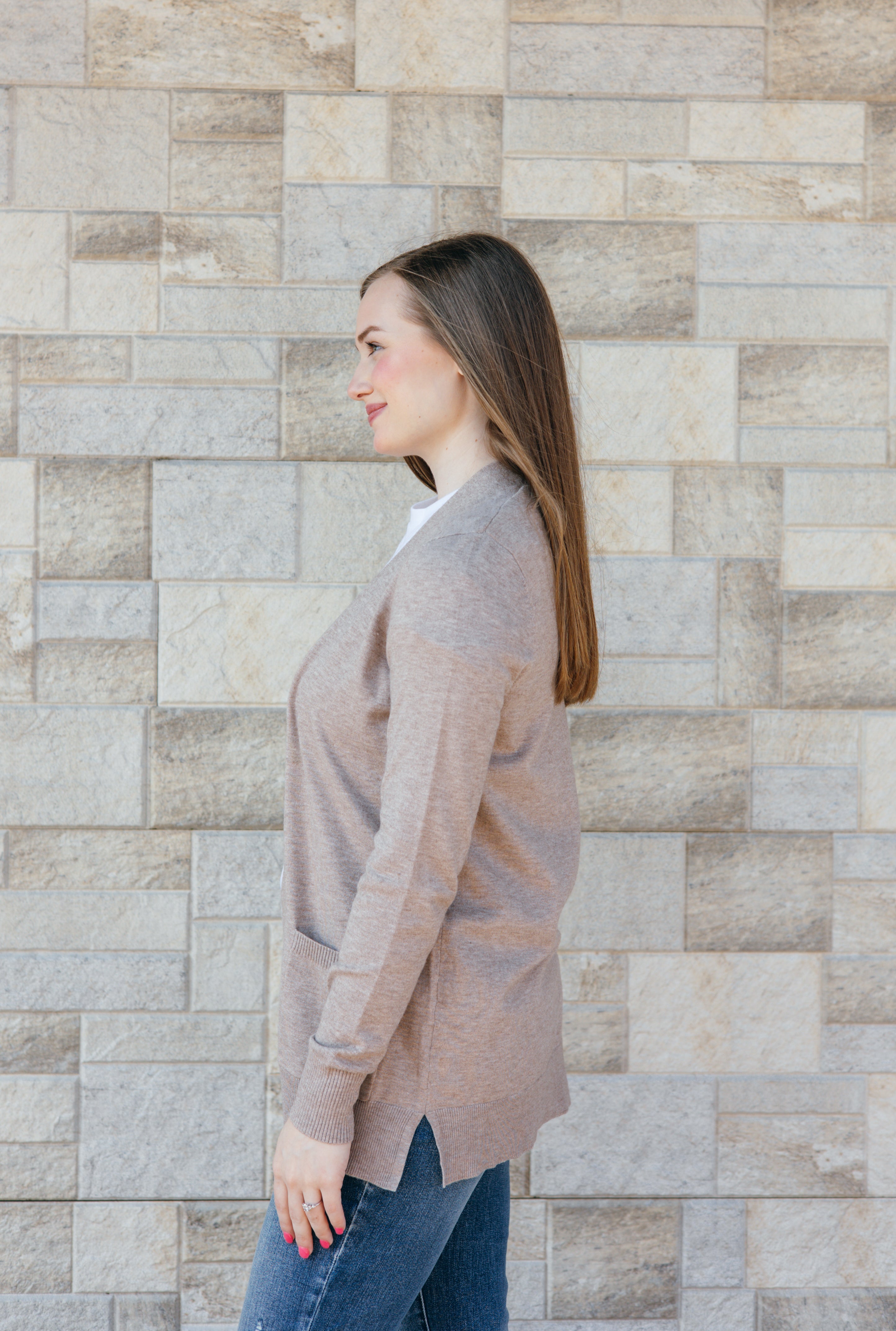 Open Front Everyday Cardigan - Stone