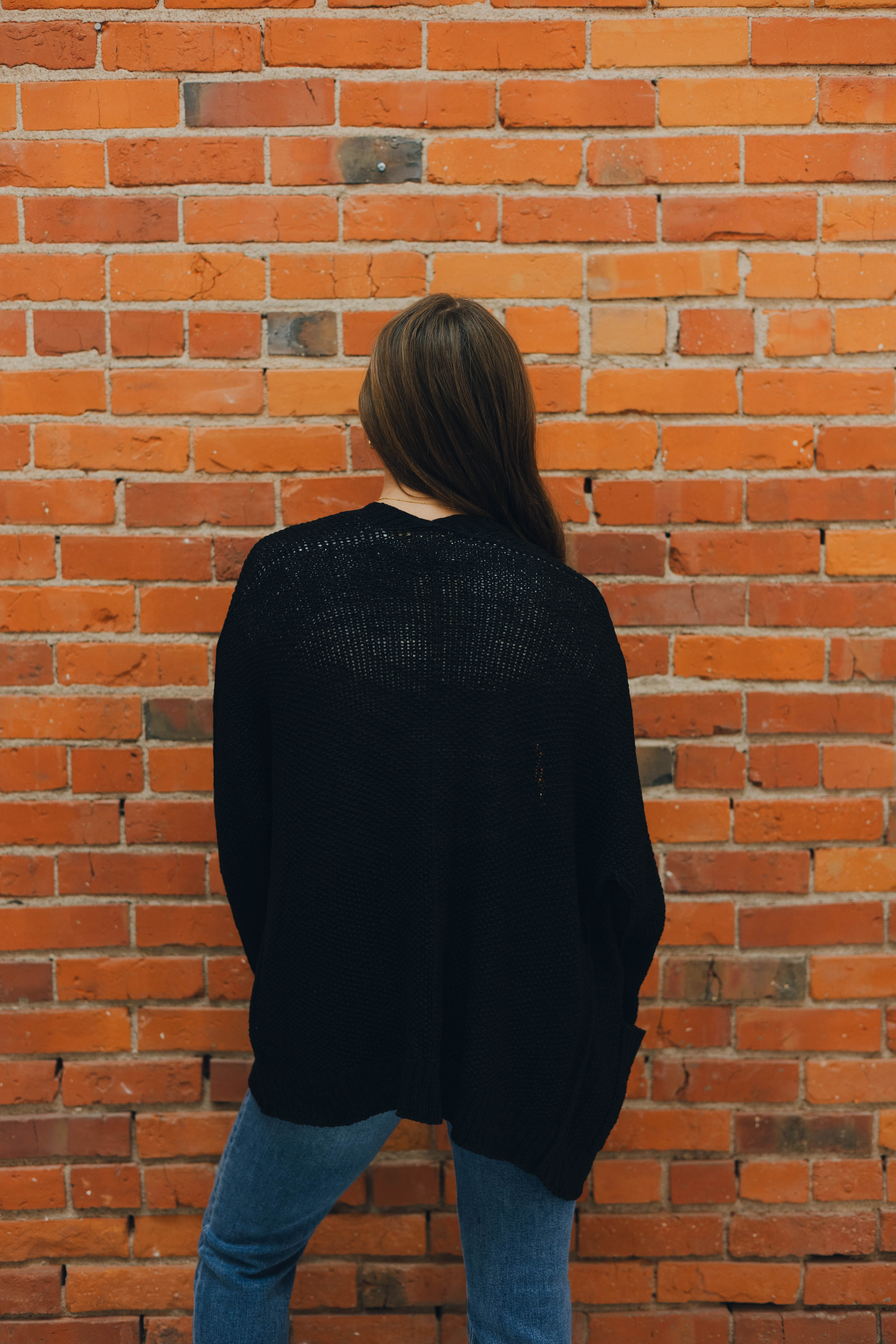 Slouchy Knit Cardigan - Black