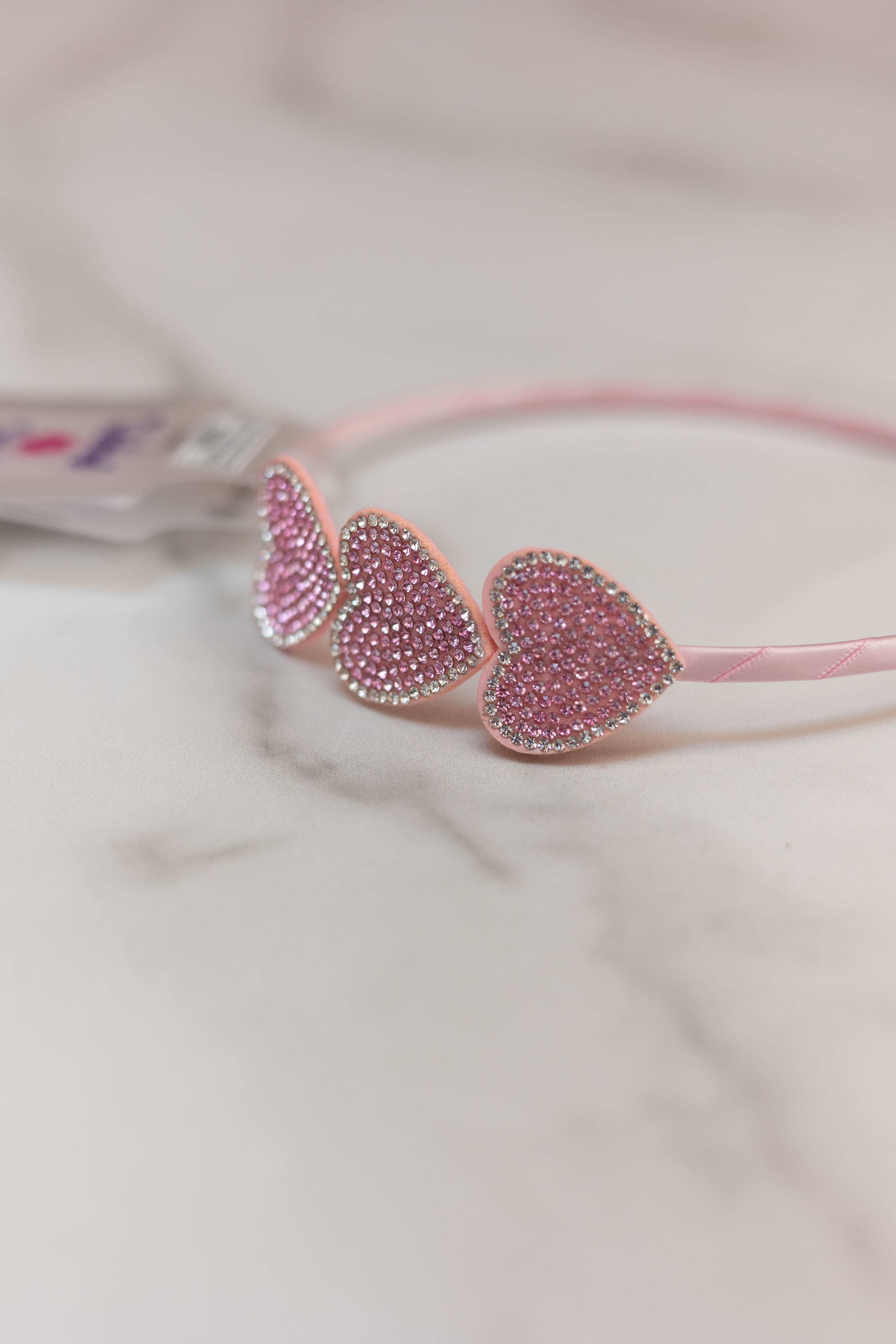 Pink Rhinestone Heart Headband