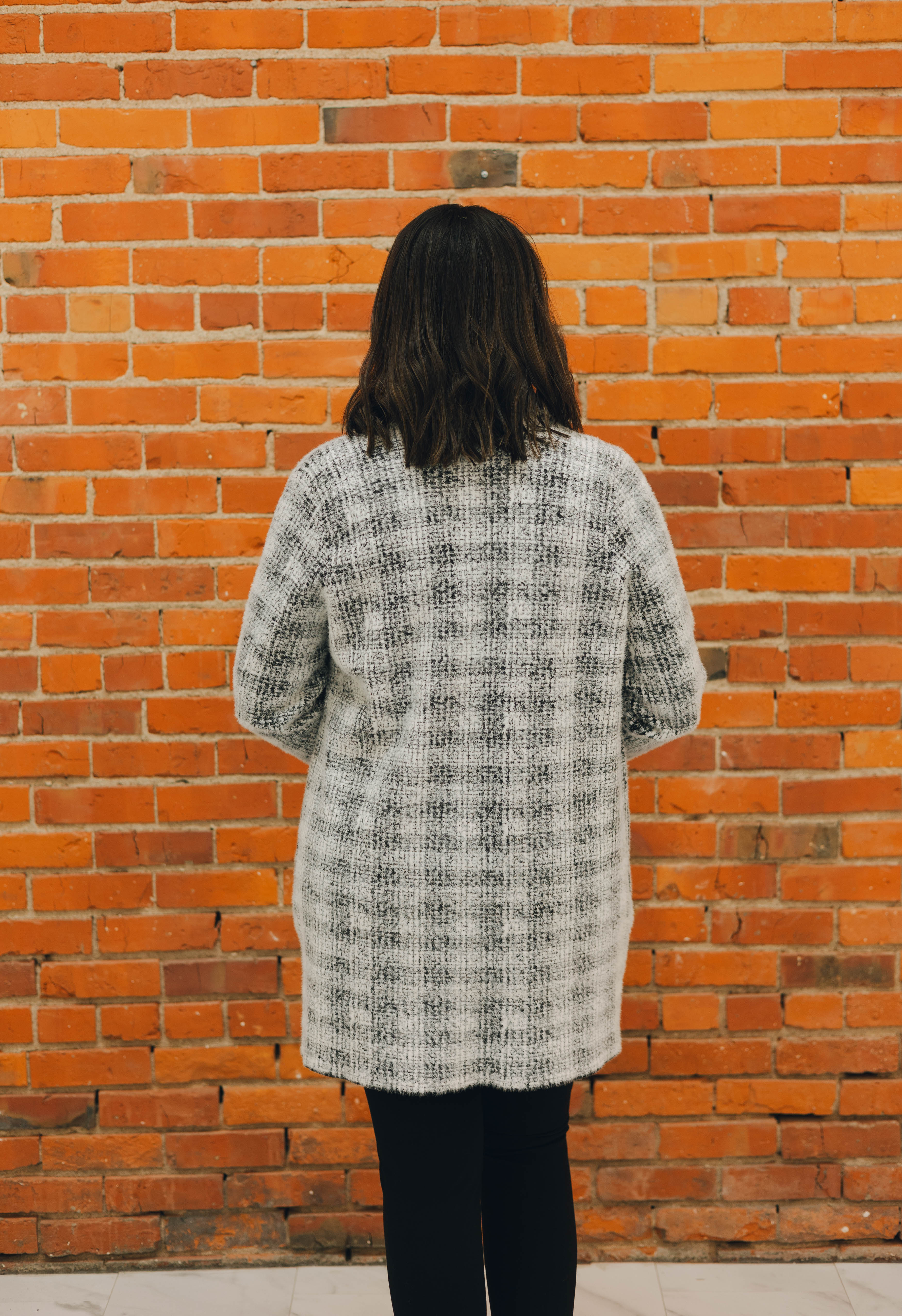 Liverpool L/S Sweater Coat - Plaid