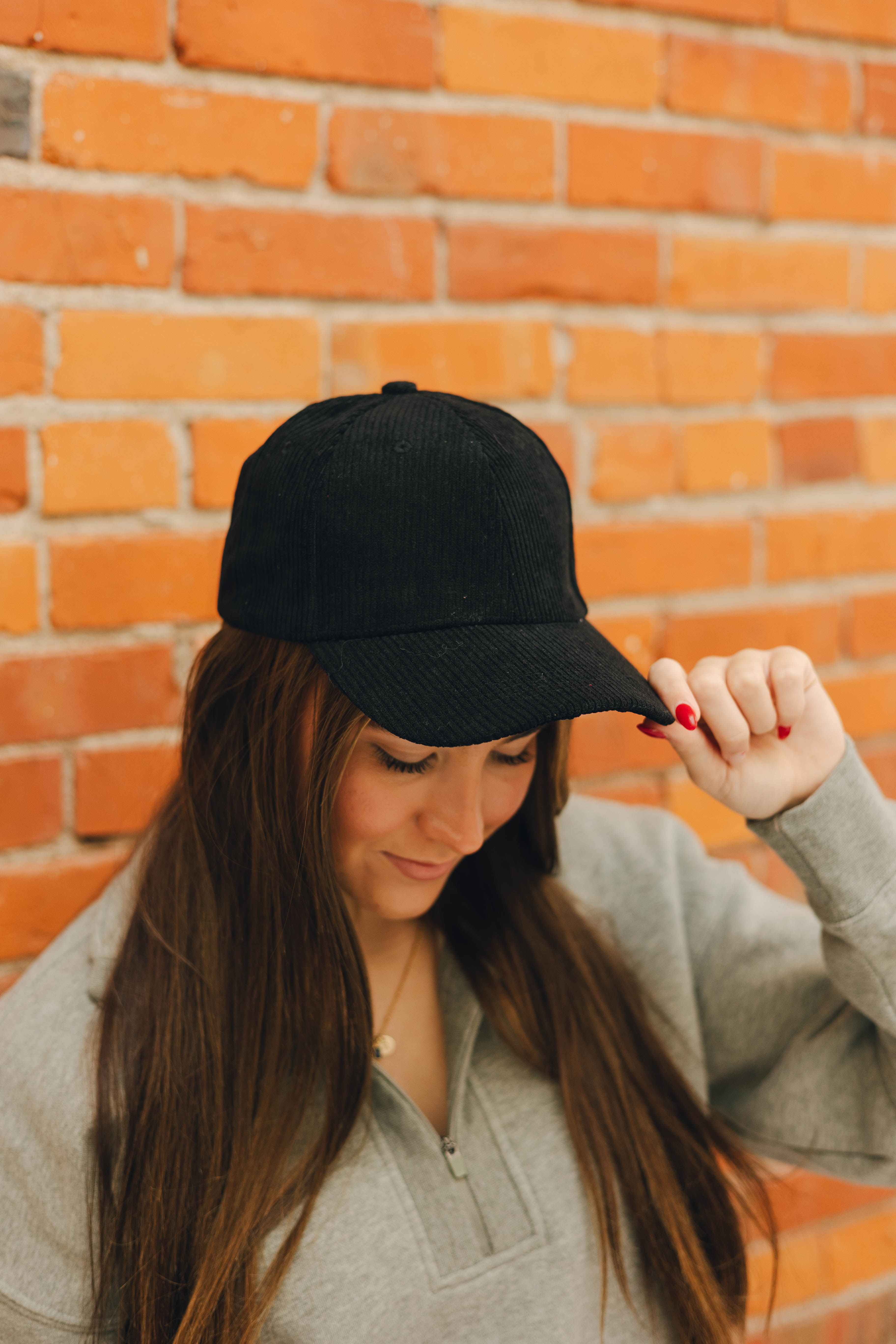 Black Corduroy Baseball Cap