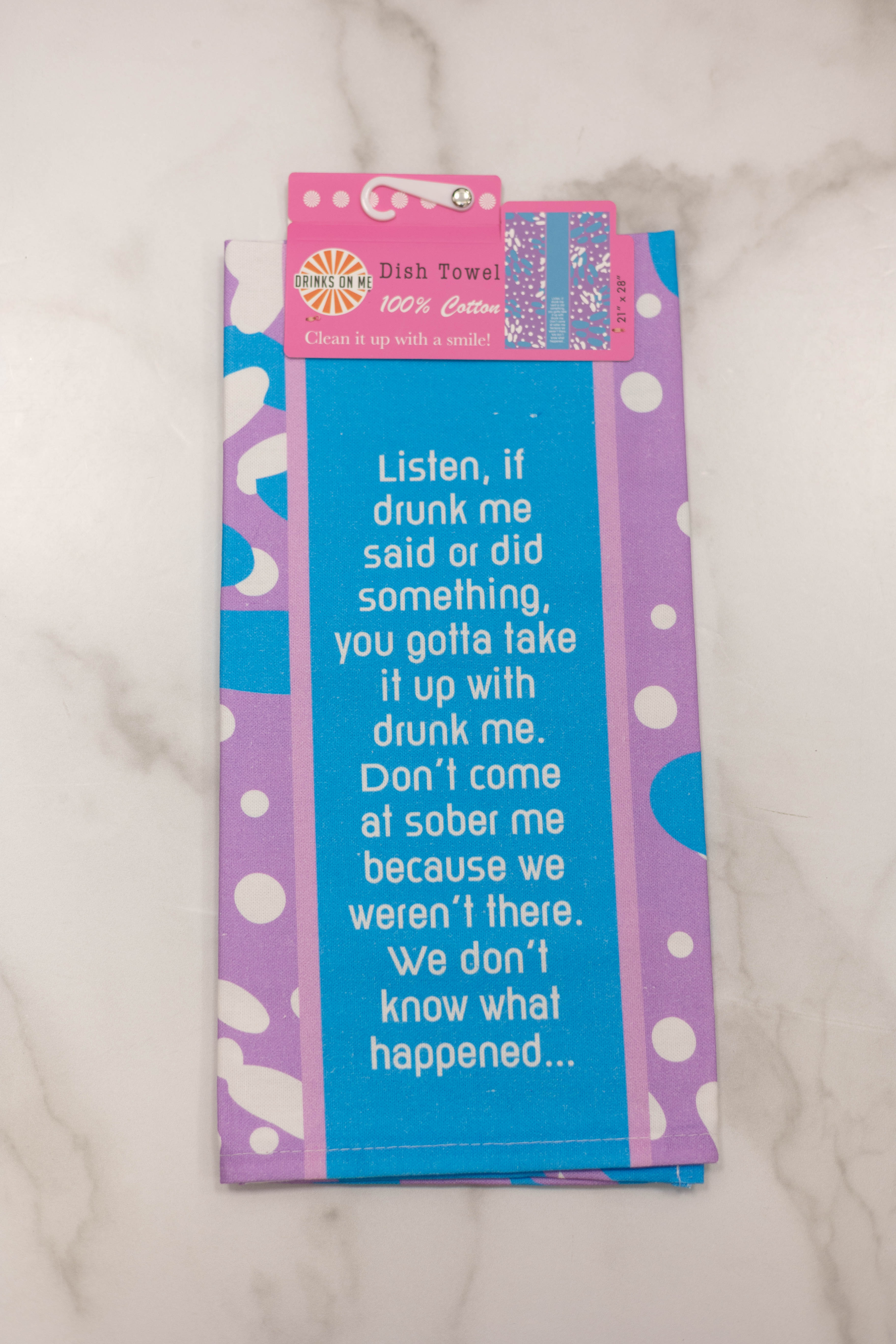 Drinks On Me Towels w/ Sayings