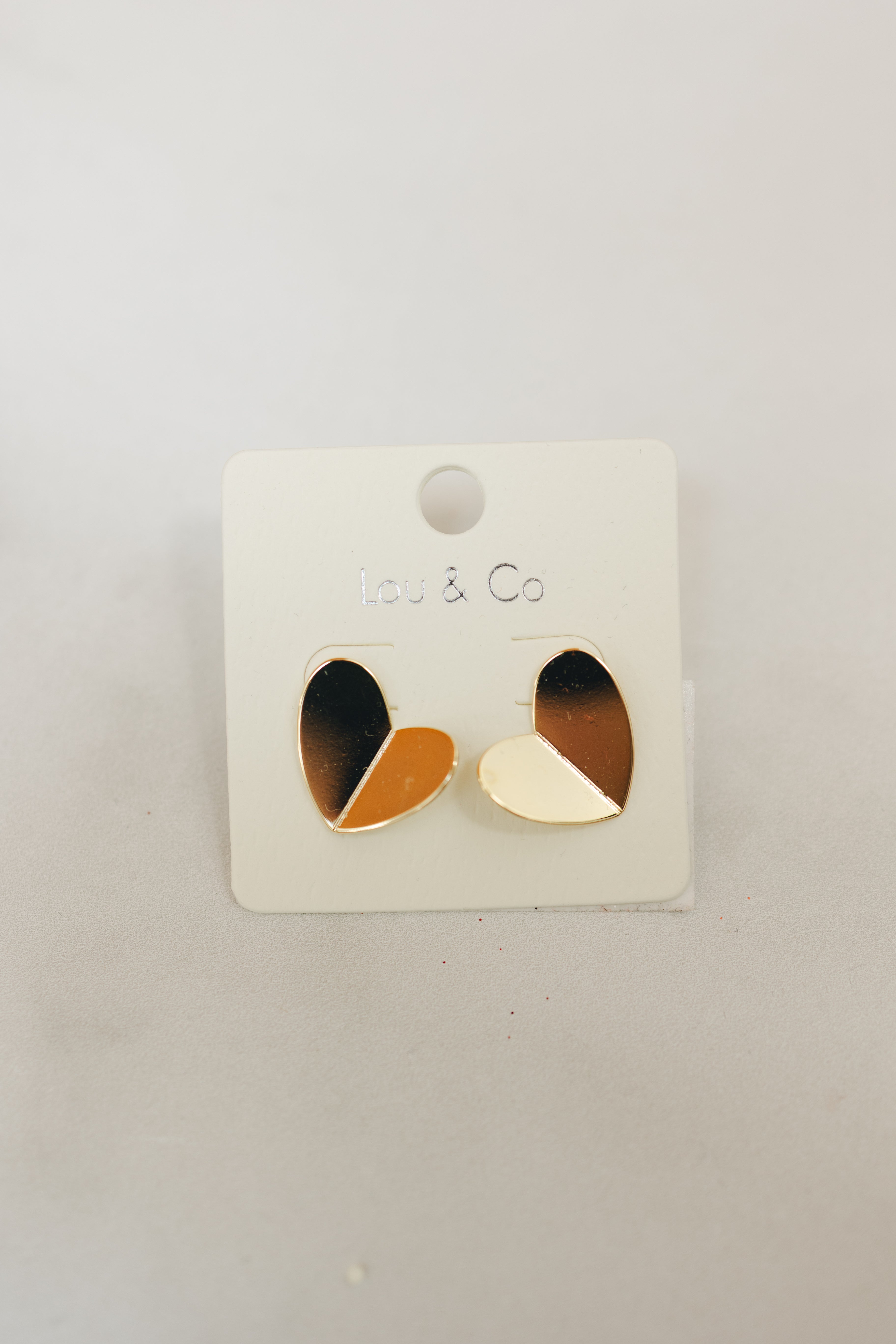 Folded Heart Stud Earrings