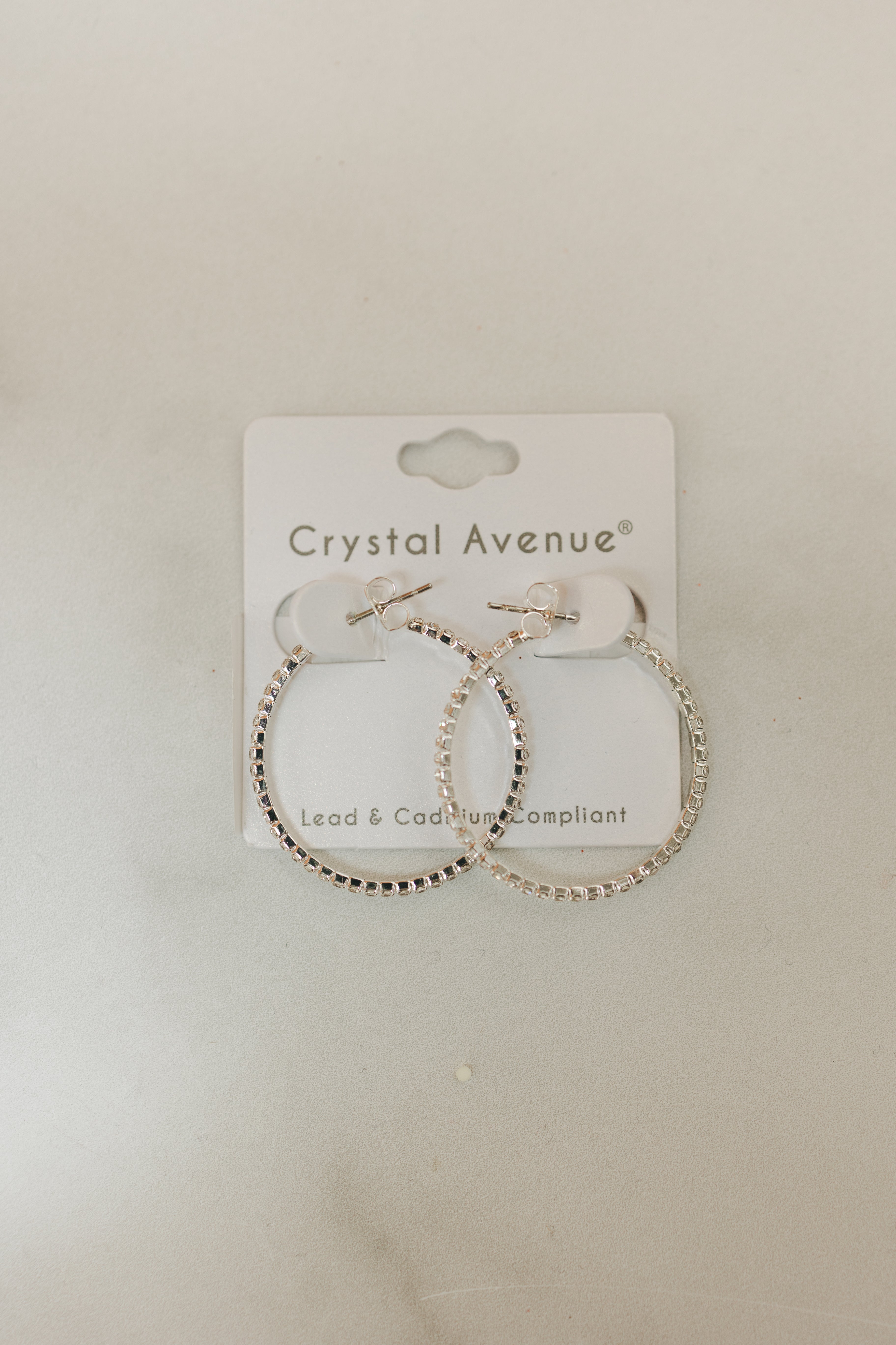 30mm Crystal Wire Hoop Earrings