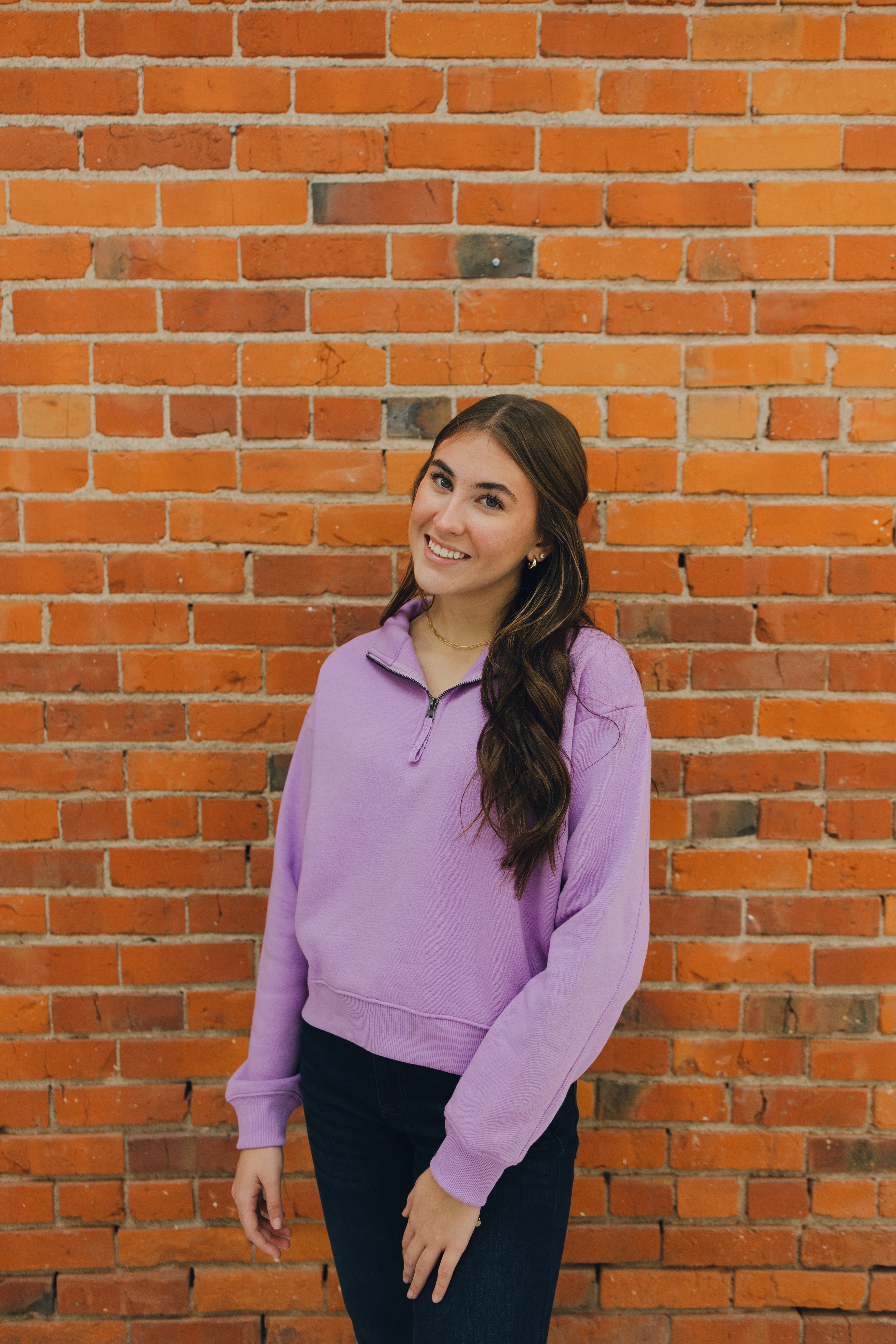 Half Zip Fleece Sweatshirt - Lavender